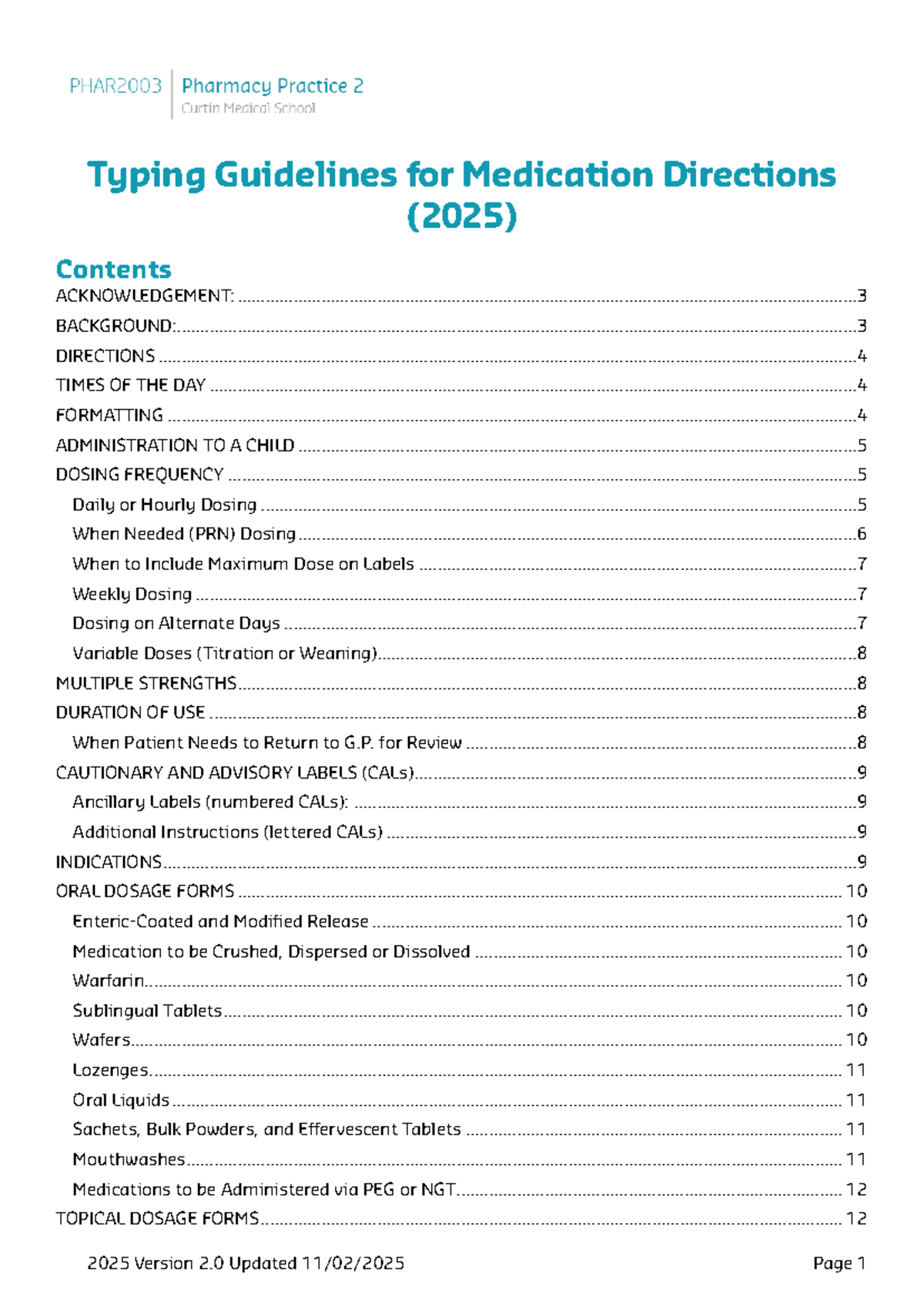 Medication Directions Typing Guidelines (2025) - Studocu