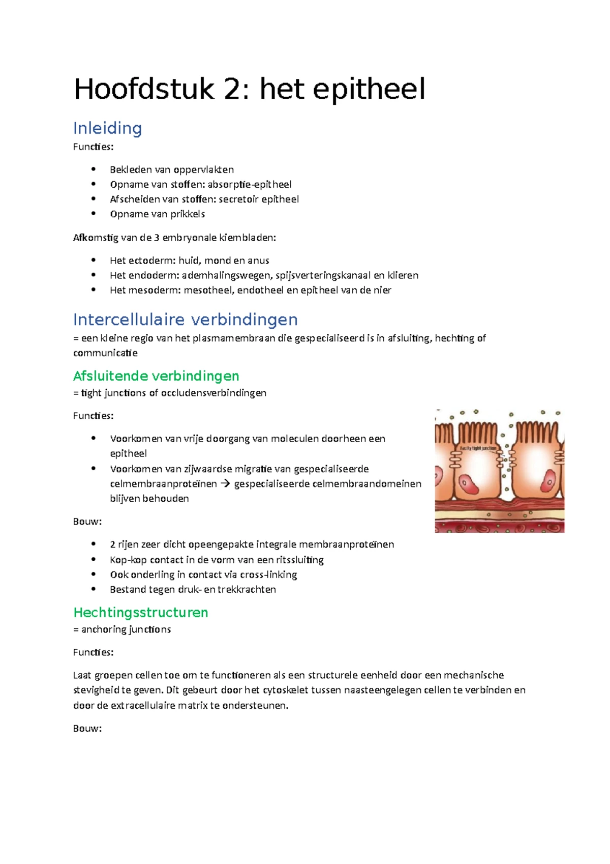 Samenvatting Histologie: Hoofdstuk 1 en 2 Over Celstructuur en Epitheel ...