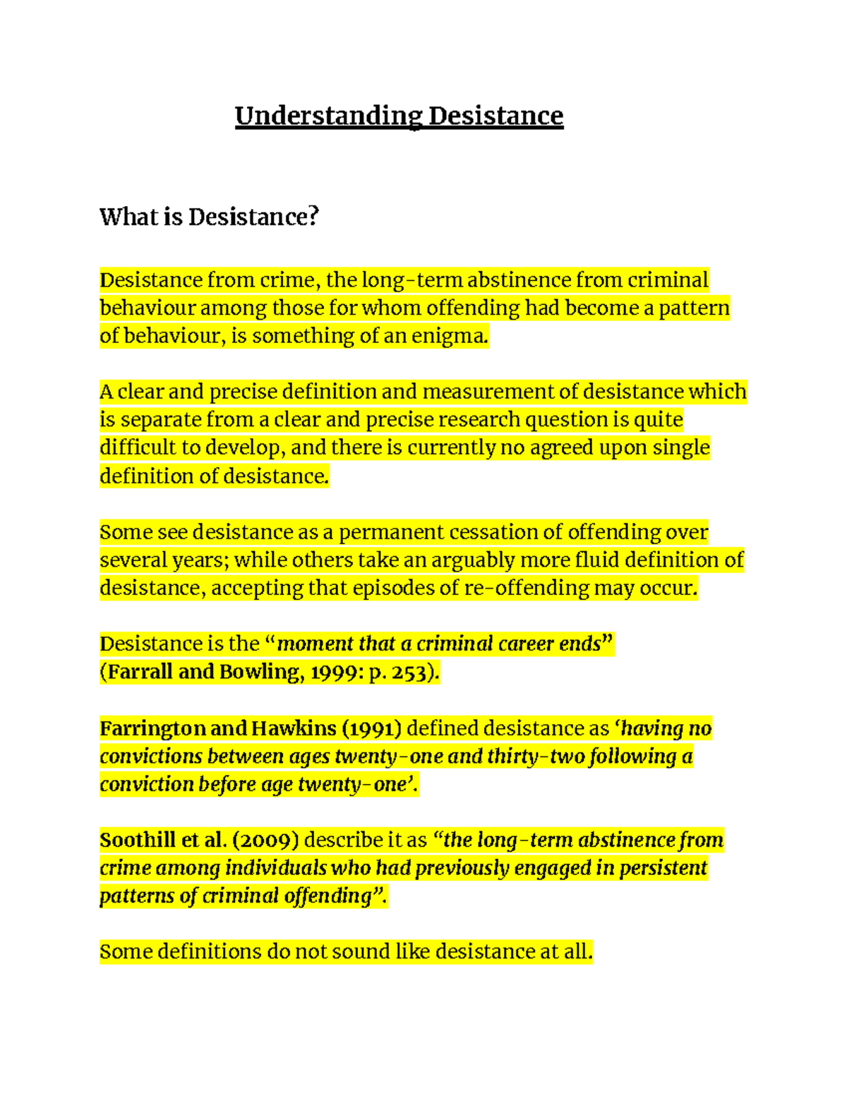 Understanding Desistance - A clear and precise definition and ...