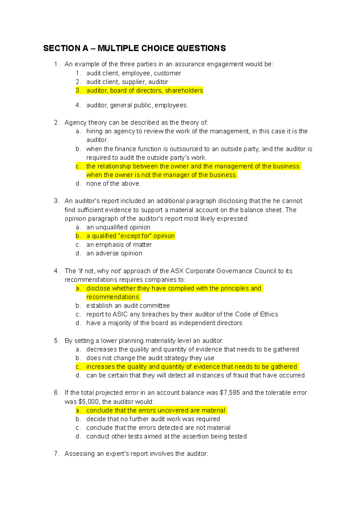 Exam 14 June 2017, answers - SECTION A – MULTIPLE CHOICE QUESTIONS An ...