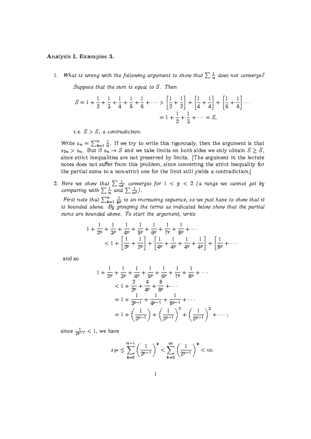 MATH 101 - Assignment Solutions on Convergence of Series - Studocu