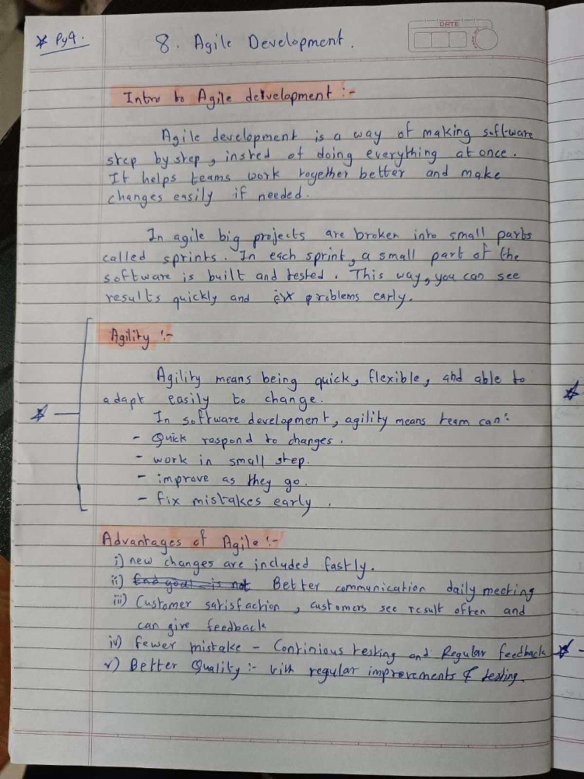 Agile Development - Chapter Notes for Course CODE 8 - Studocu