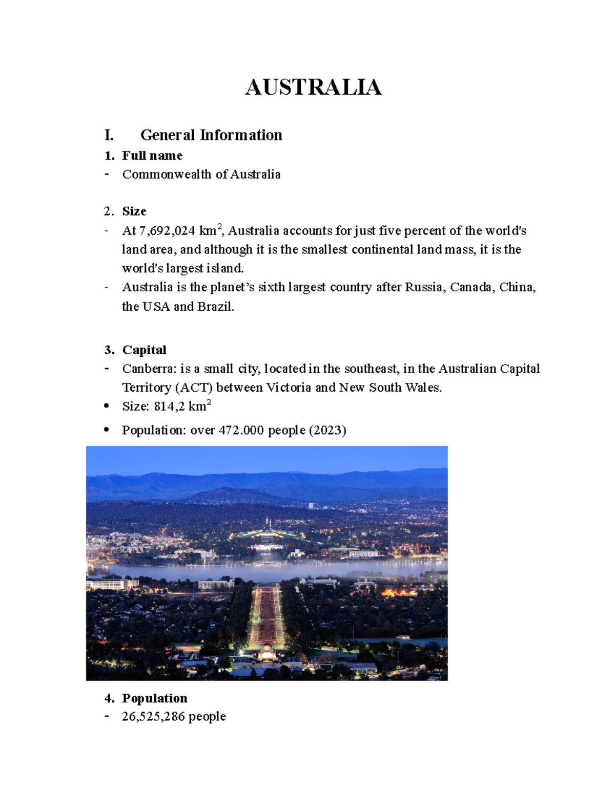 Australia - AUSTRALIA I. General Information Full name Commonwealth of ...