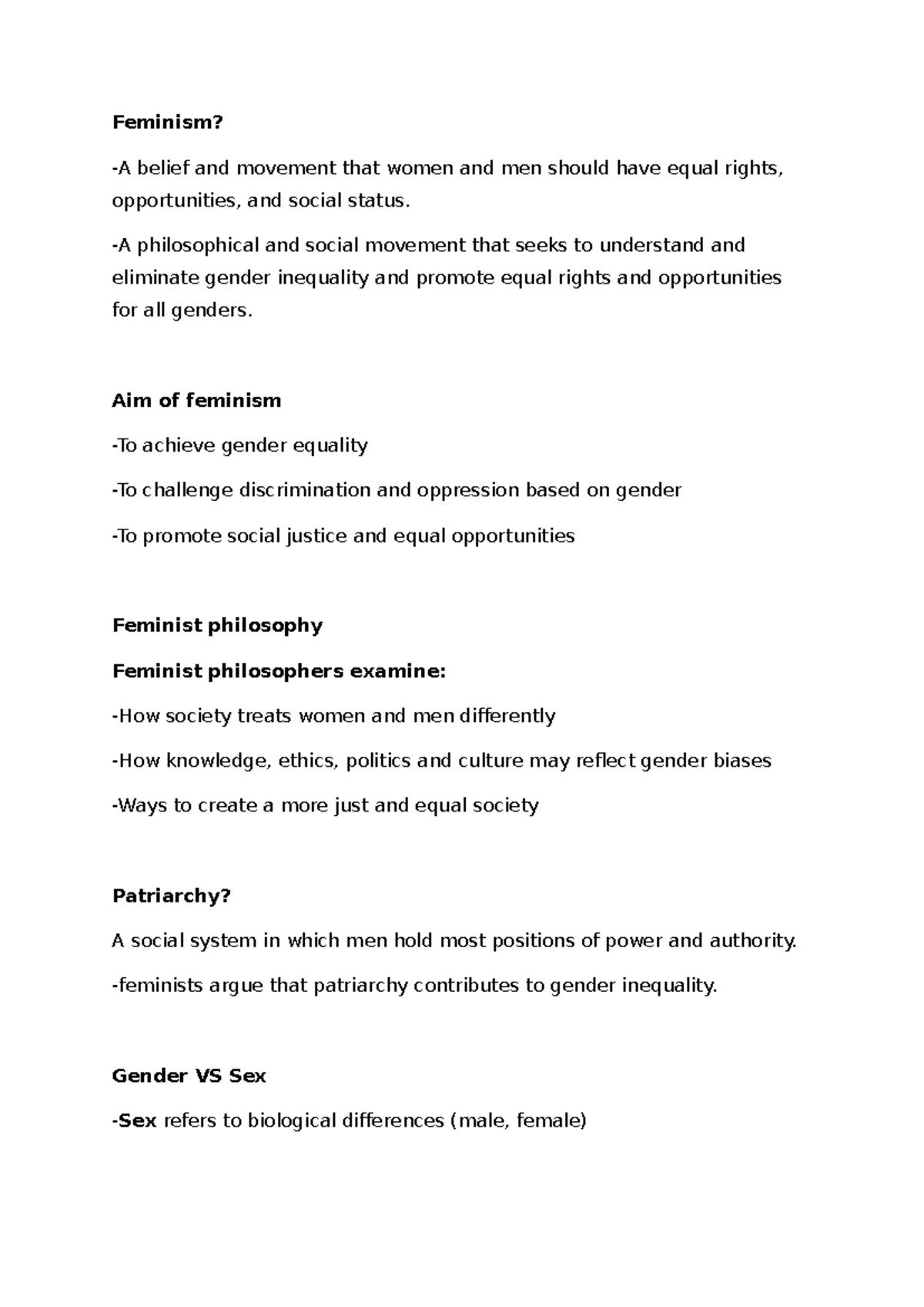 Feminism and Gender Equality: Key Concepts and Philosophers - PHIL112 ...