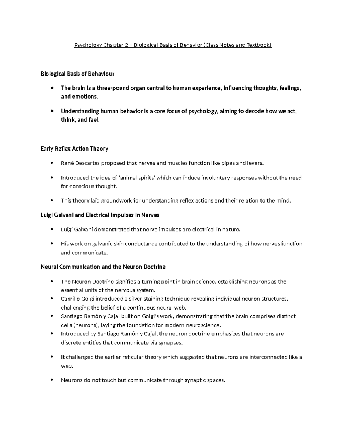 Psychology 101: Chapter 2 - Biological Basis of Behavior Notes - Studocu