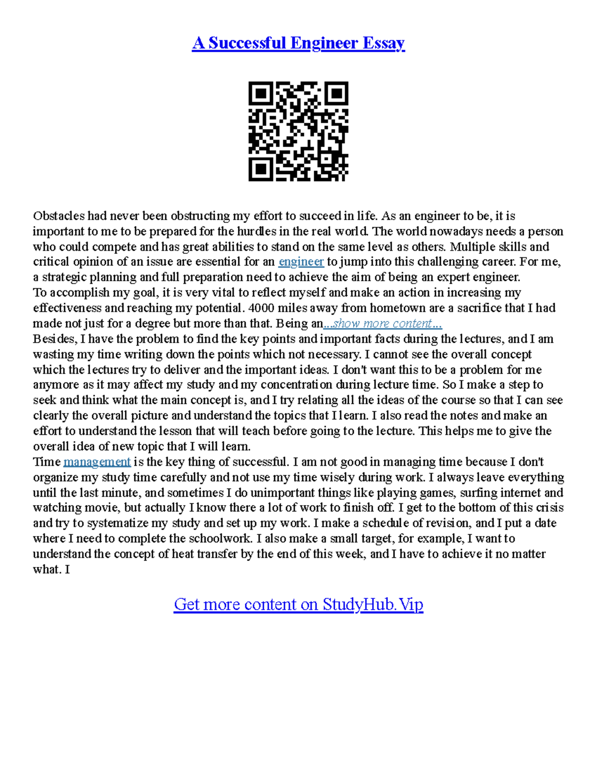 Essays On Engineering - A Successful Engineer Essay Obstacles had never ...