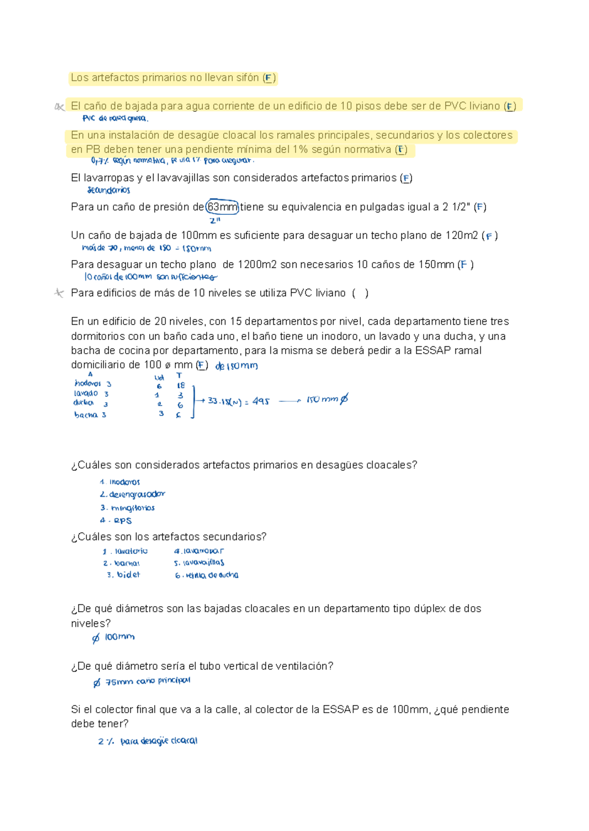 TAAS Hidra 2do Parcial: Normativa y Diseño de Desagües Cloacales - Studocu