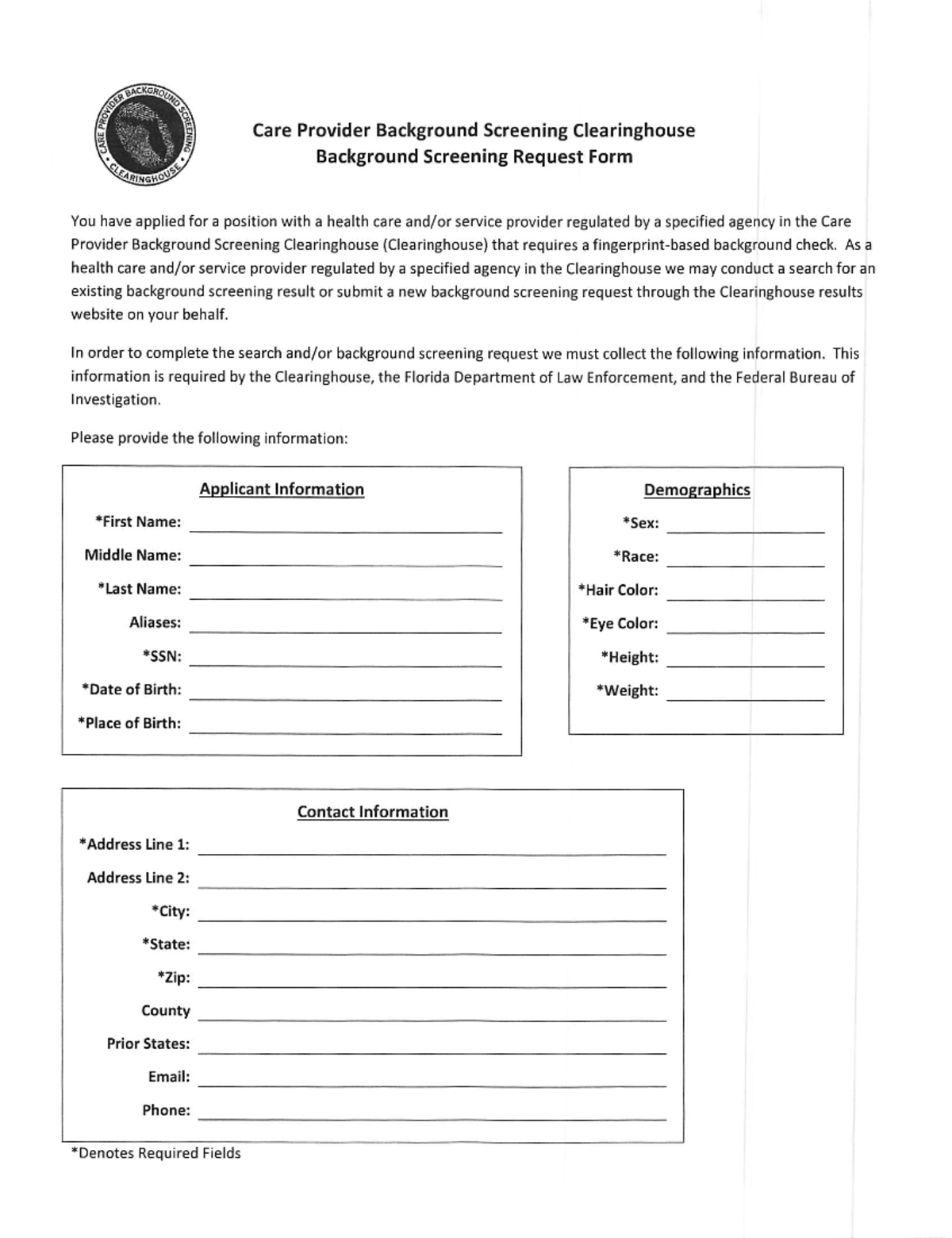 CARE 435.05 BACKGROUND SCREENING REQUEST FORM - FLORIDA - Studocu