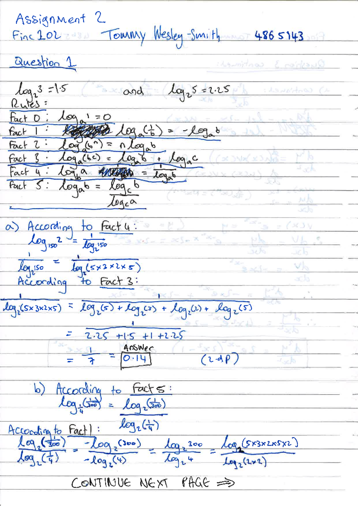 FINC102 Assignment 2: Logarithmic Rules and Derivatives Analysis - Studocu