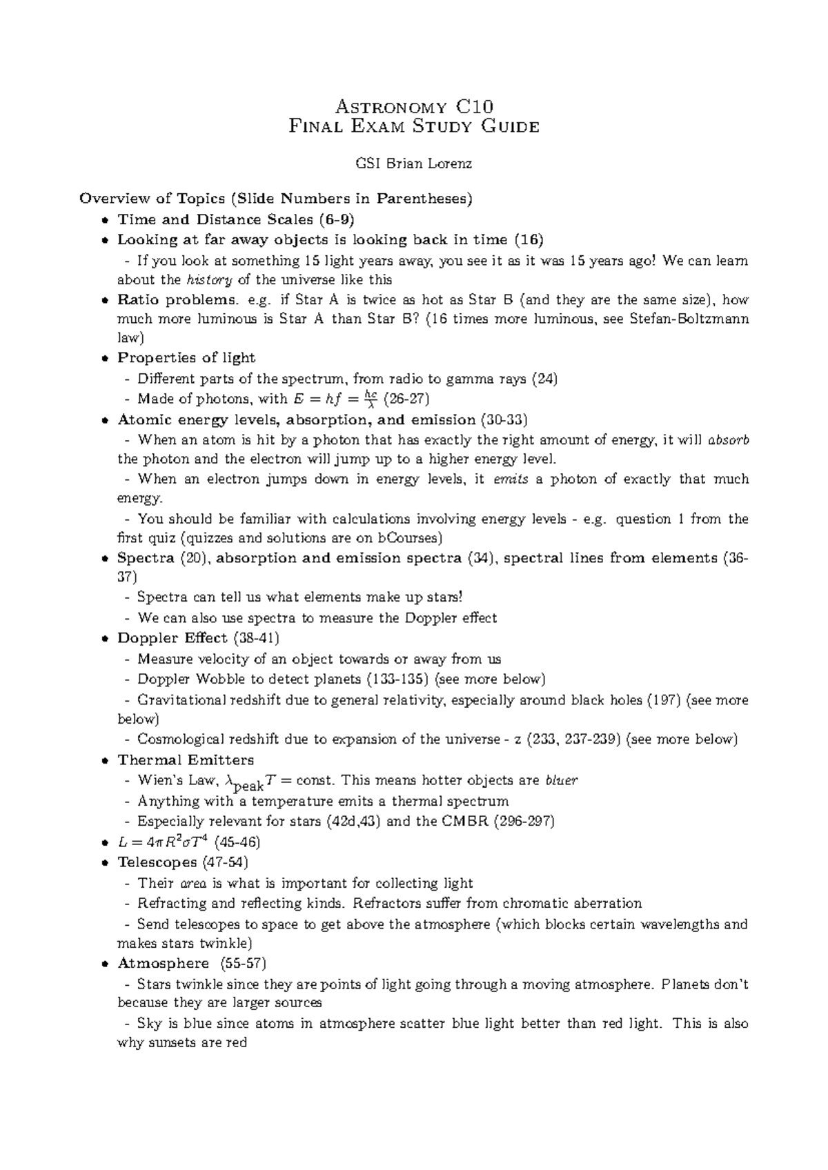 Astronomy C10 Final Exam Study Guide: Key Concepts & Review Materials ...