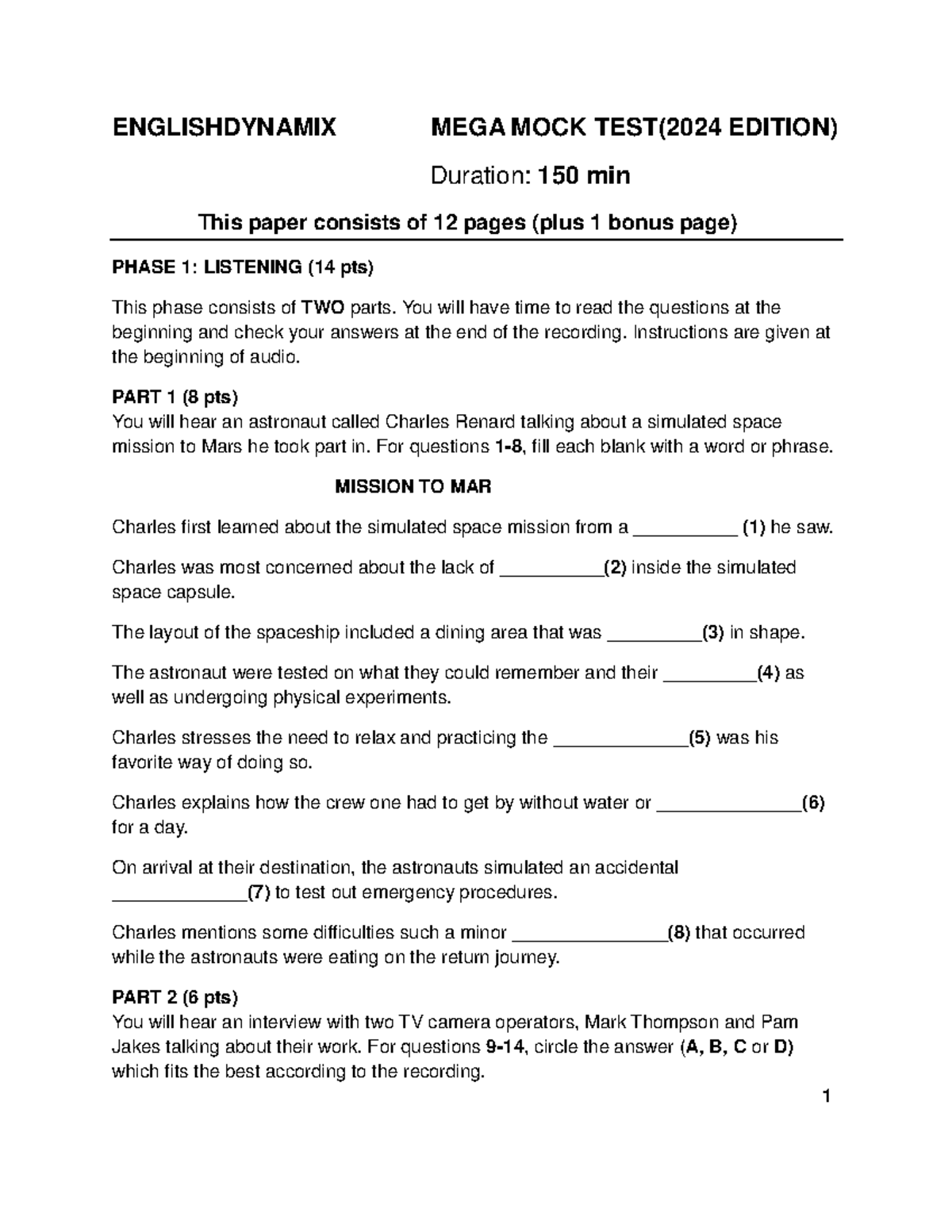 MEGA MOCK TEST 02 - Worm form for the gifted - ENGLISHDYNAMIX MEGA MOCK ...