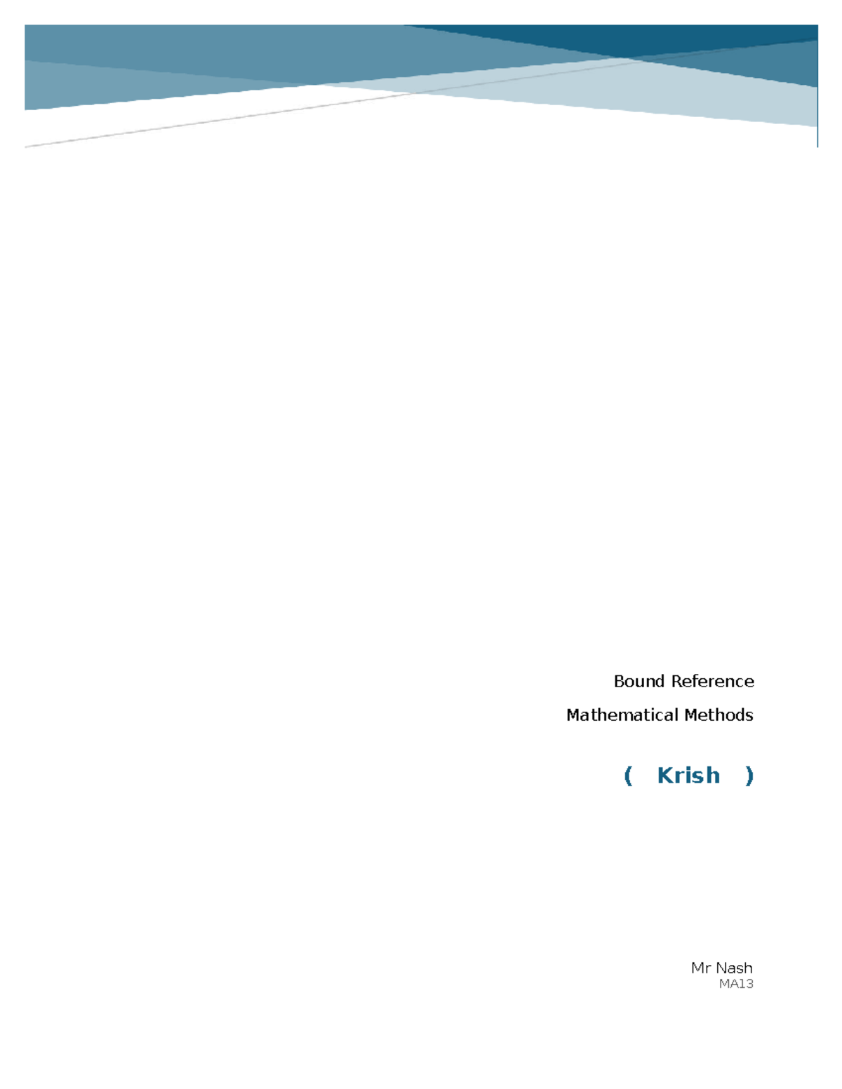 Bound Reference MA13 Exam 1: Graphs, Transformations & Methods - Studocu