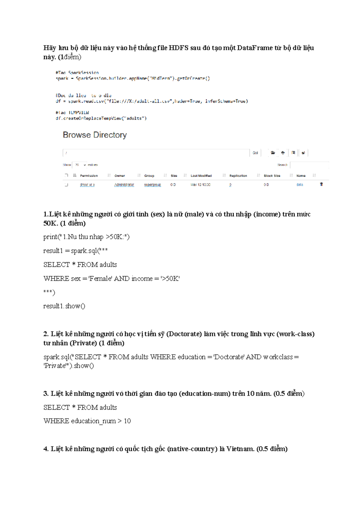 HDFS DataFrame Operations and Queries (1đ) - Studocu