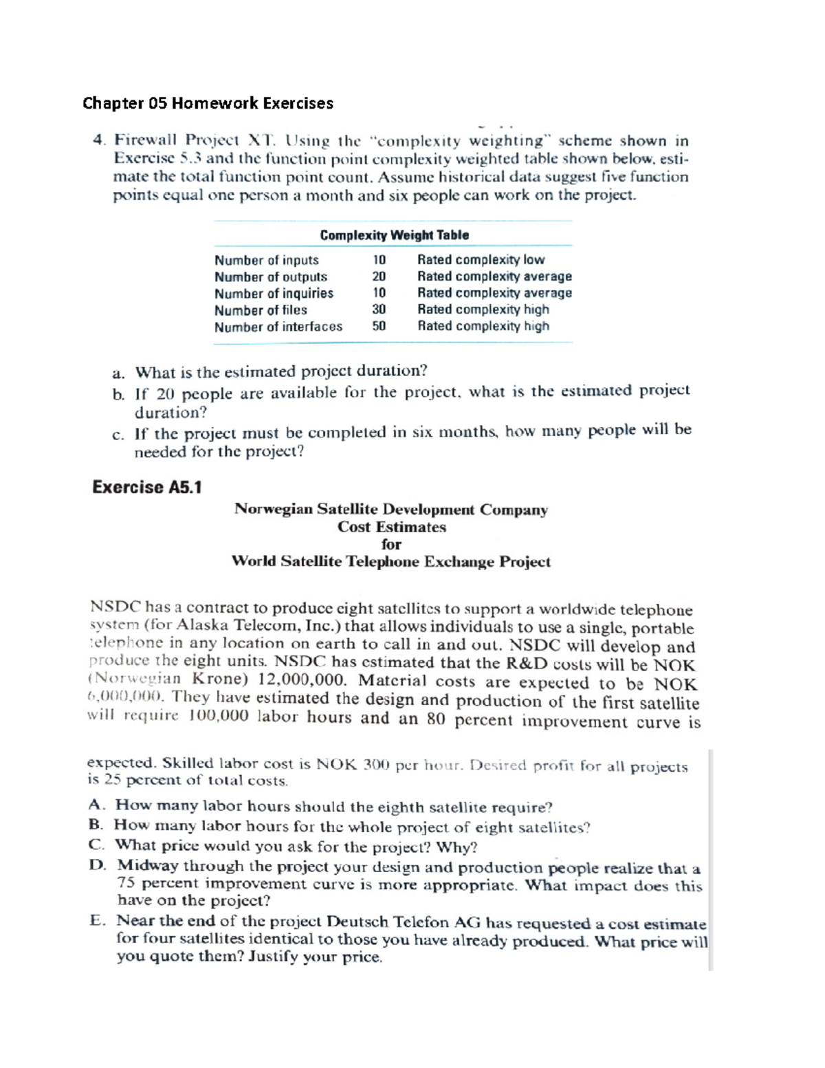 Assignment Chapter 5: Project Duration & Labor Hours Calculations - Studocu