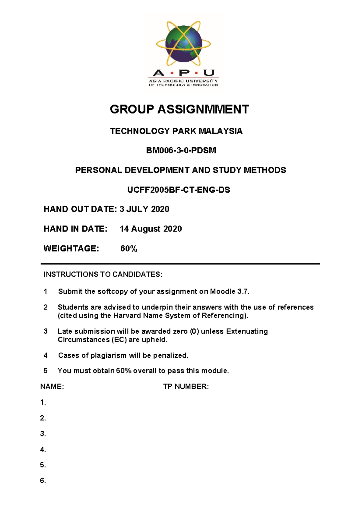 GA Cover Page of Group Assignment - GROUP ASSIGNMMENT TECHNOLOGY PARK ...