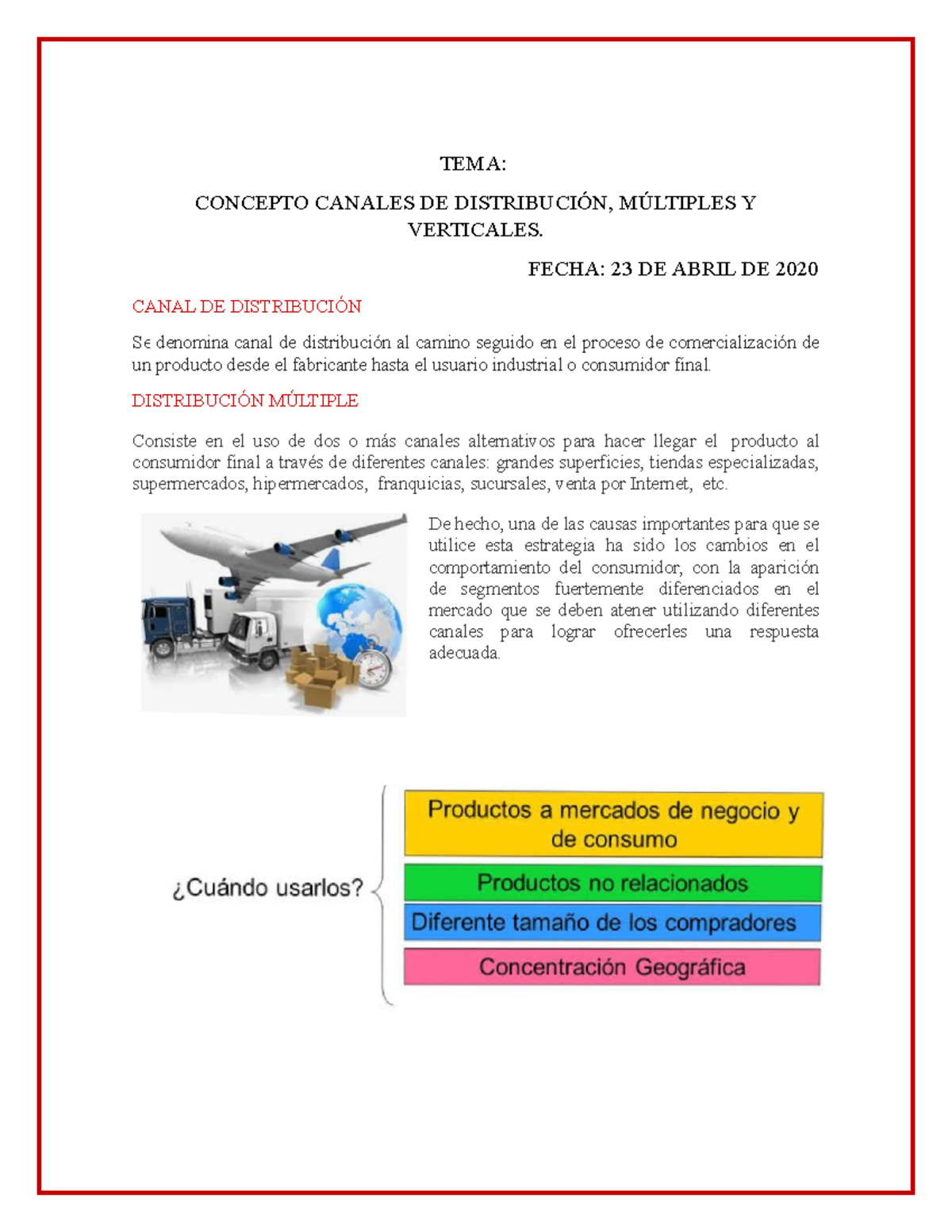 Concepto de Canales de Distribución: Múltiples y Verticales - Studocu