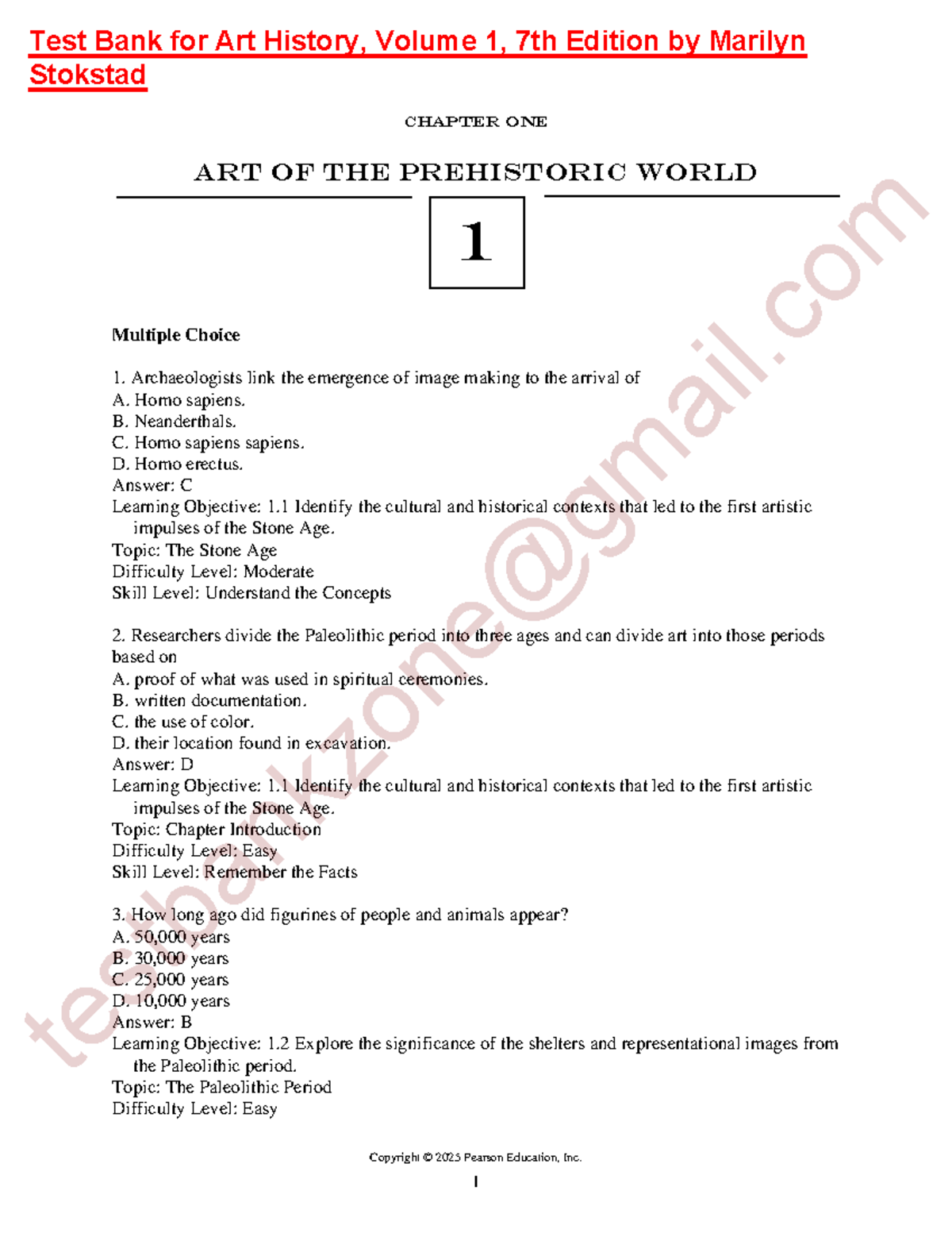 Test Bank for Art History (AH 101) - Prehistoric Art Concepts - Studocu