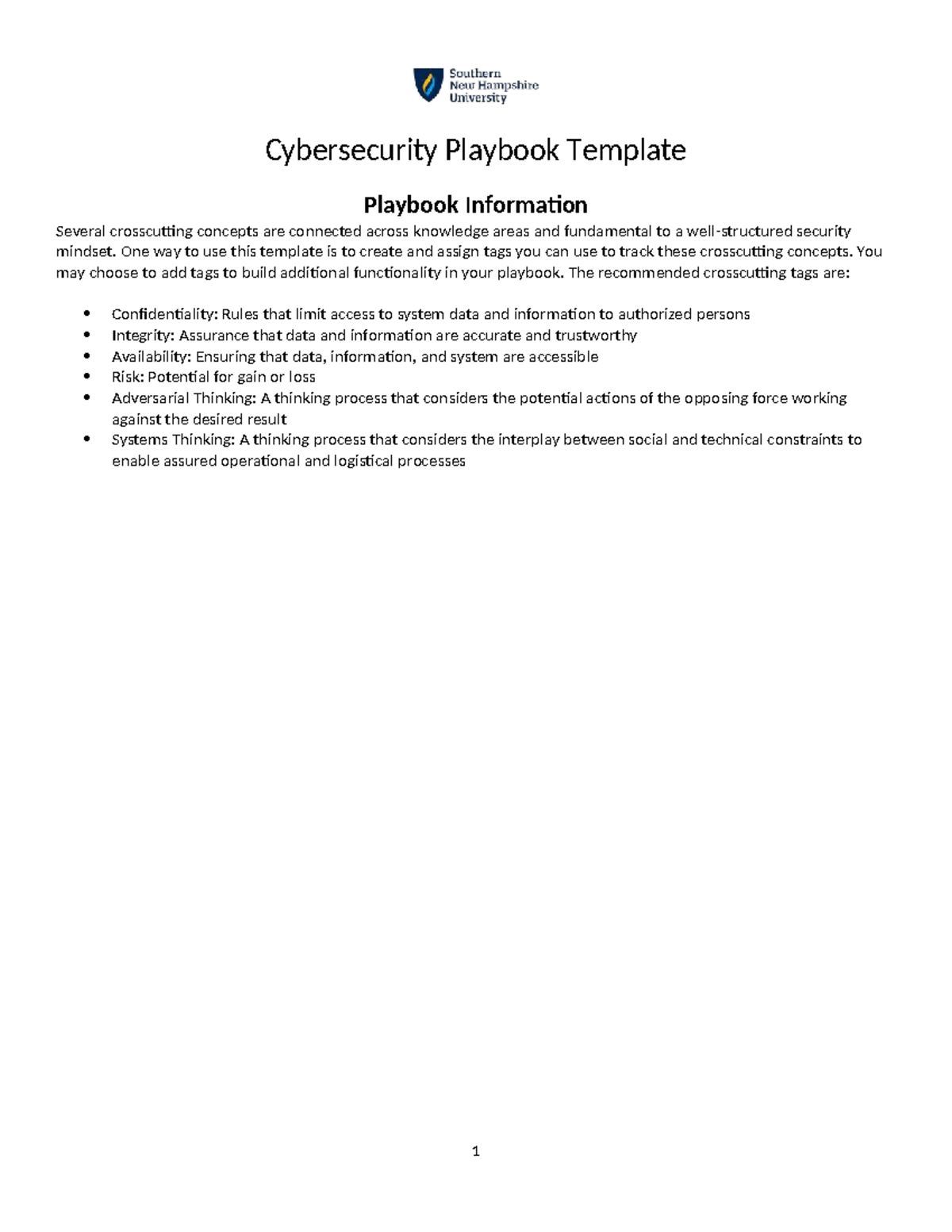 Cybersecurity Playbook Template: Key Concepts & Knowledge Areas - Studocu