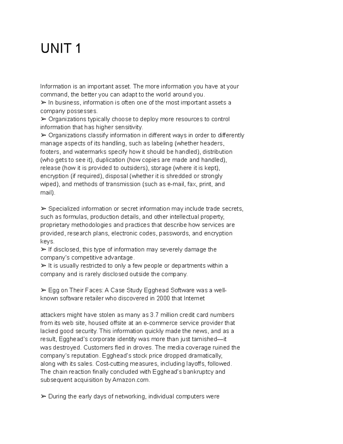 Unit 1: The Importance of Information Security and Management - Studocu