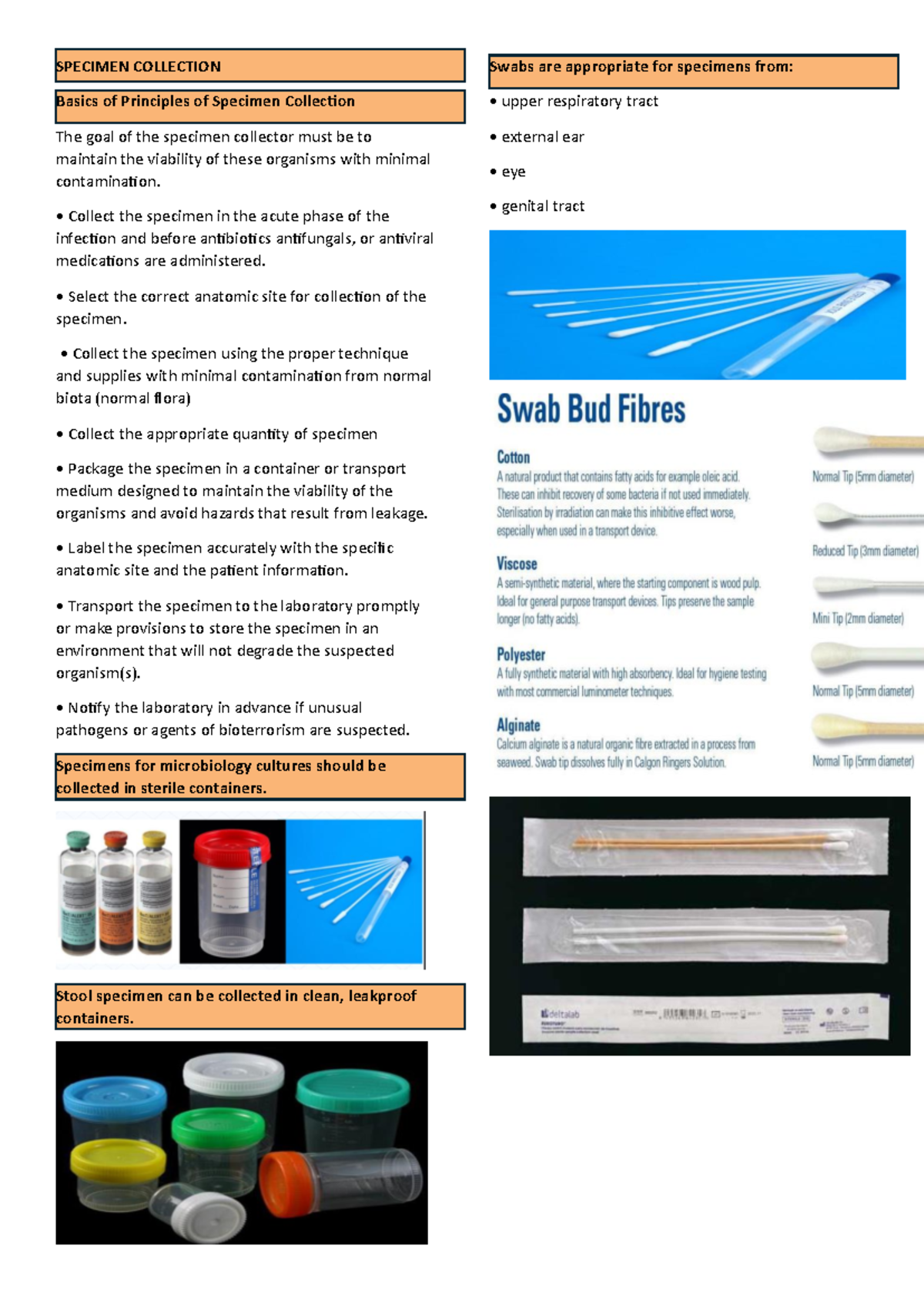 Specimen Collection Guidelines for Microbiology (Course Code: INB 229 ...