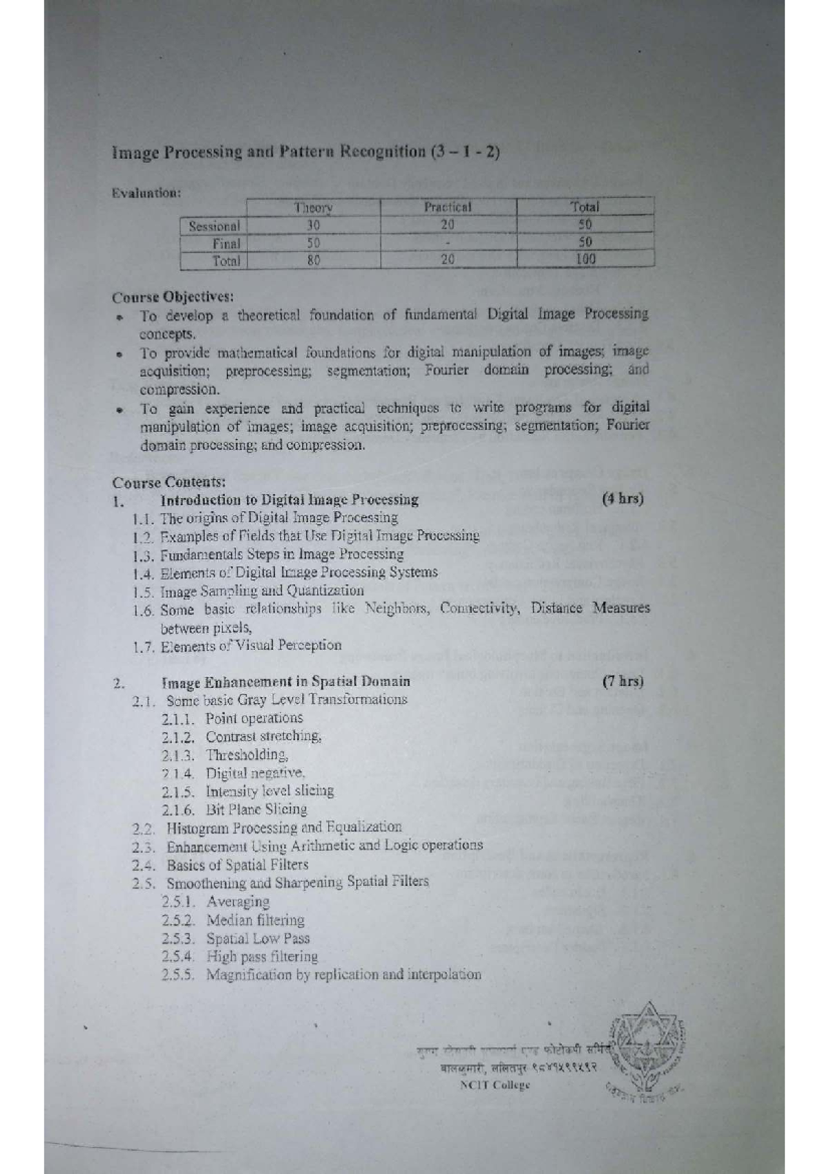 Image Processing and Pattern Recognition M801 Final Exam Notes - Studocu