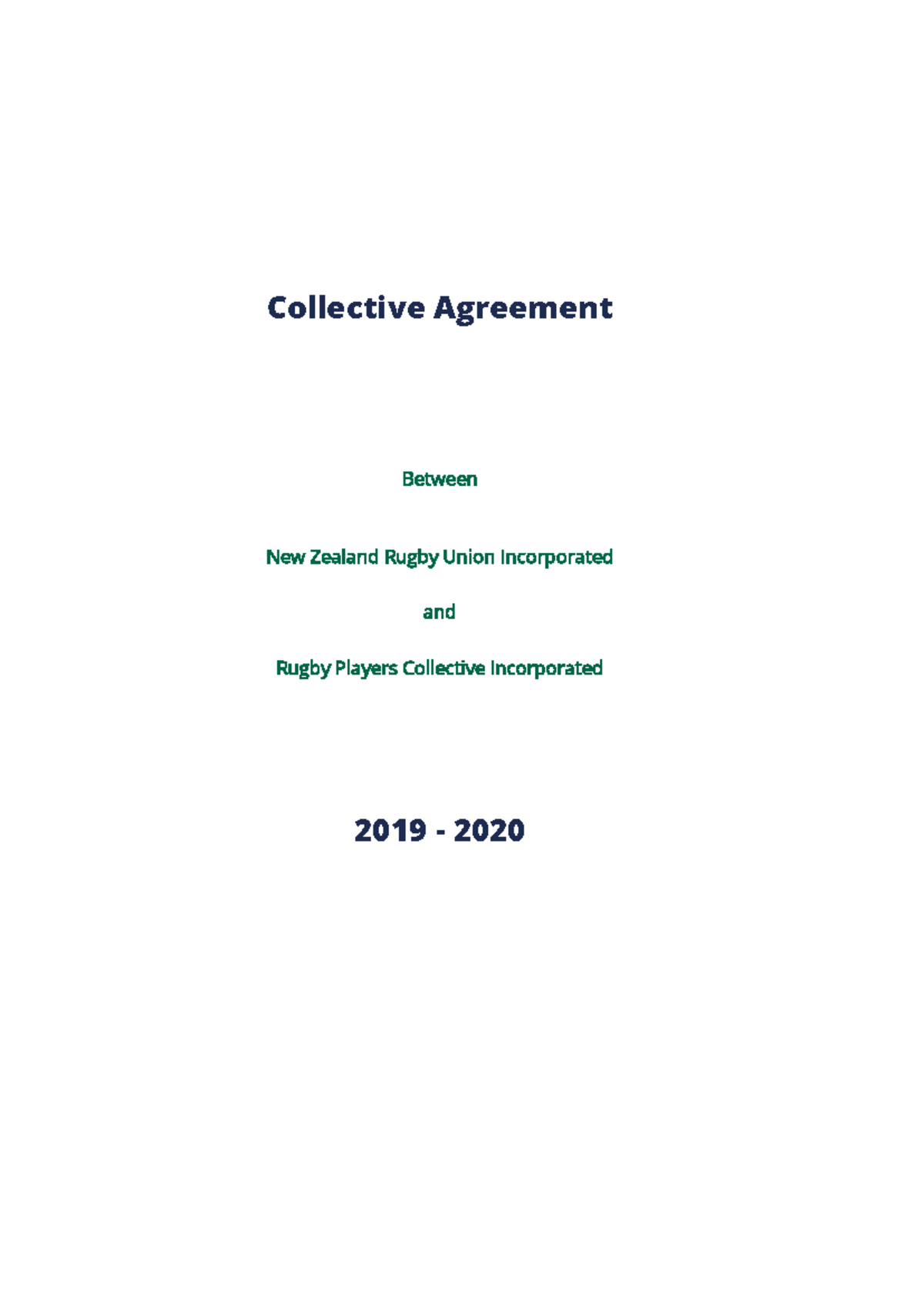 2001 29 Rugby Players Collective Collective Agreement 2019 2020 ...