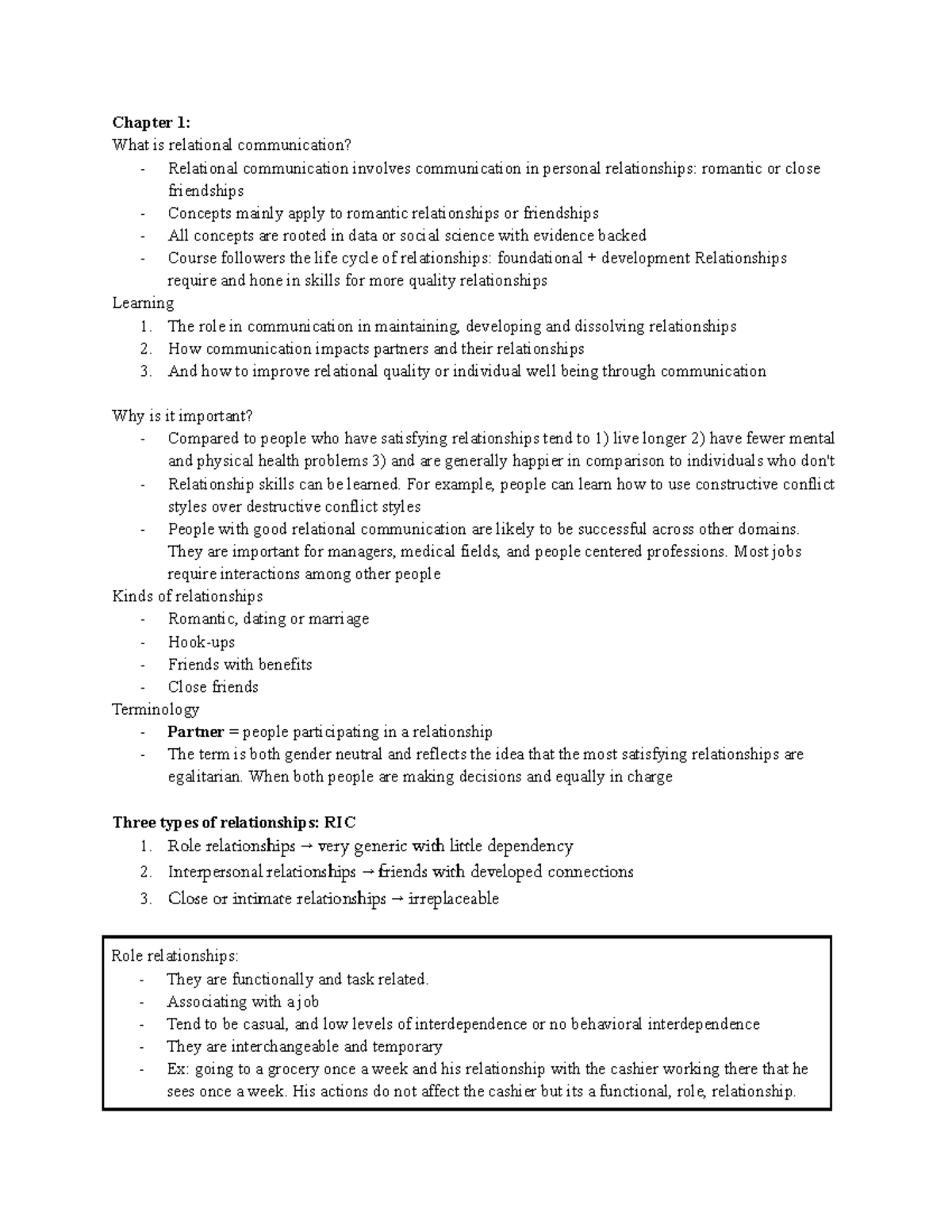 COMM 1131 Lecture Notes on Relational Communication (Ch. 1-4) - Studocu