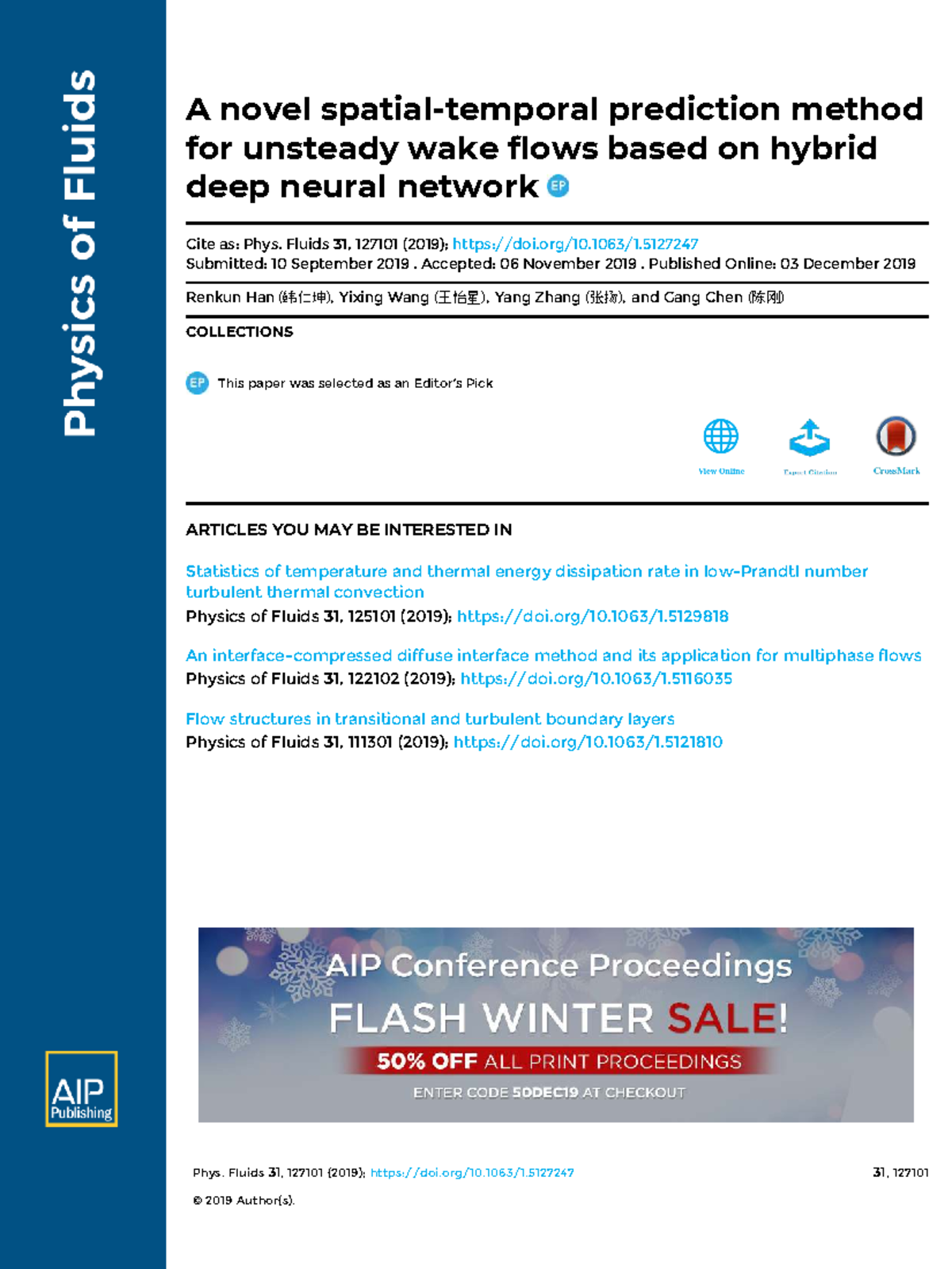 Hybrid Deep Neural Network for Predicting Unsteady Wake Flows in Fluid ...