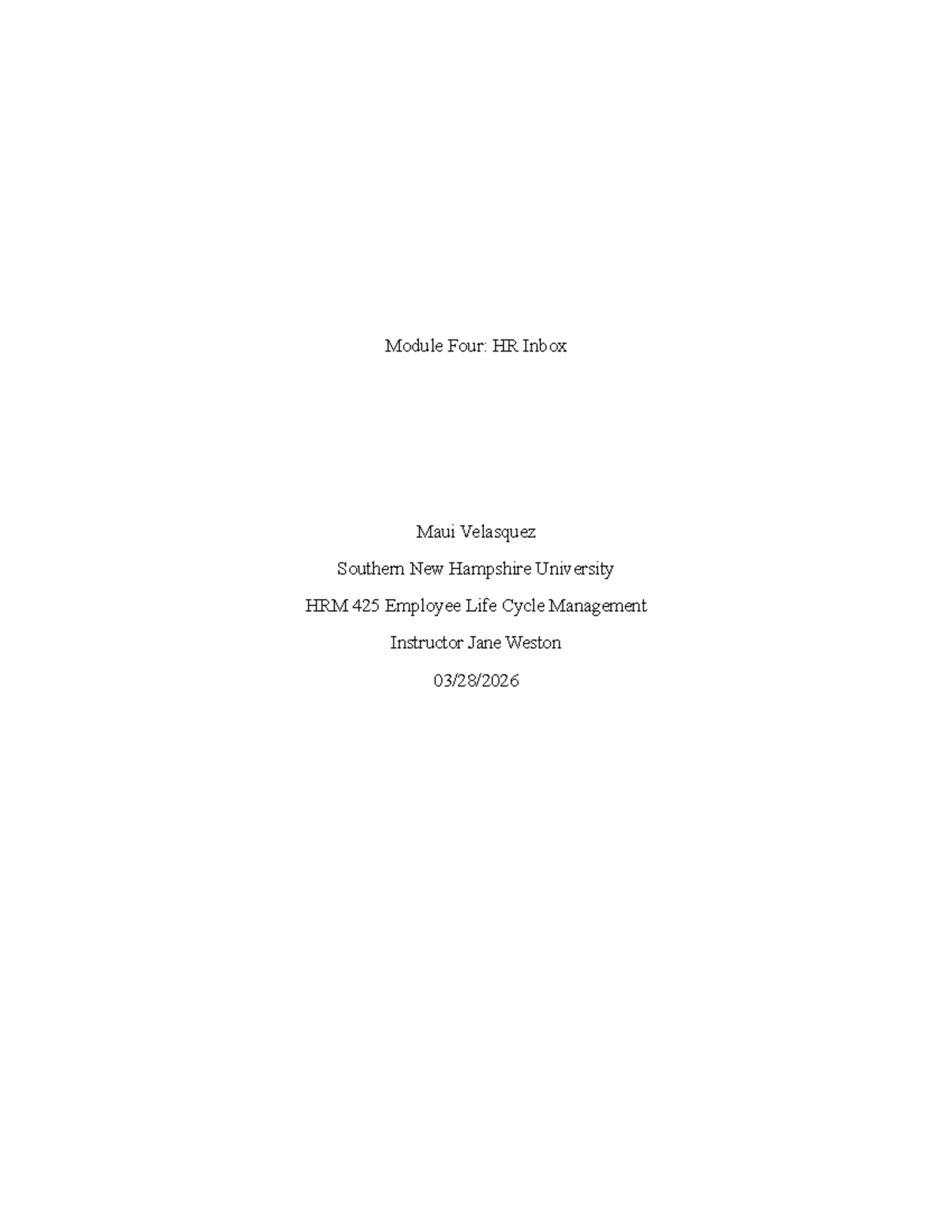 HRM 425: Module 4 - HR Inbox Overview - Studocu