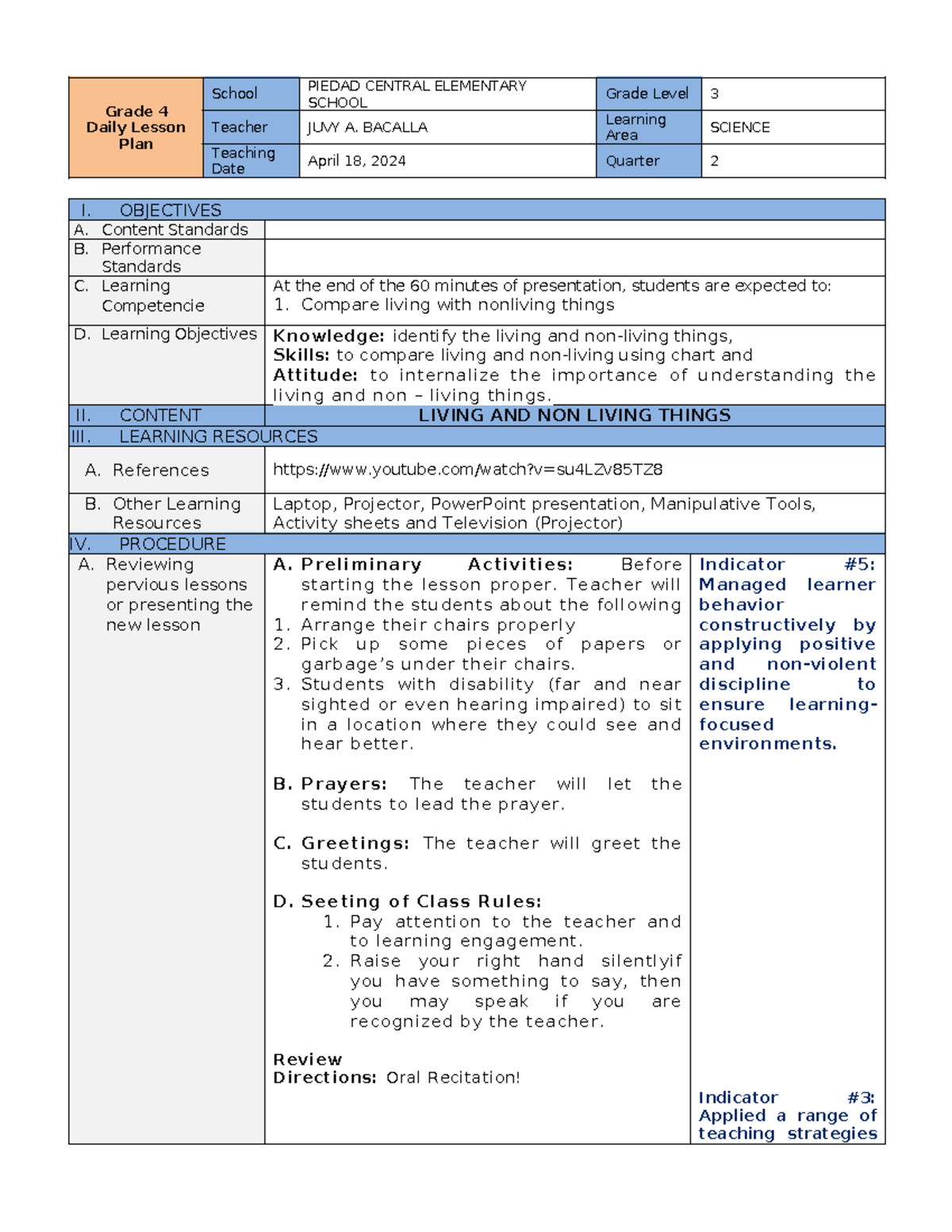 Final-COT- Bacalla - Nothing more - Grade 4 Daily Lesson Plan School ...
