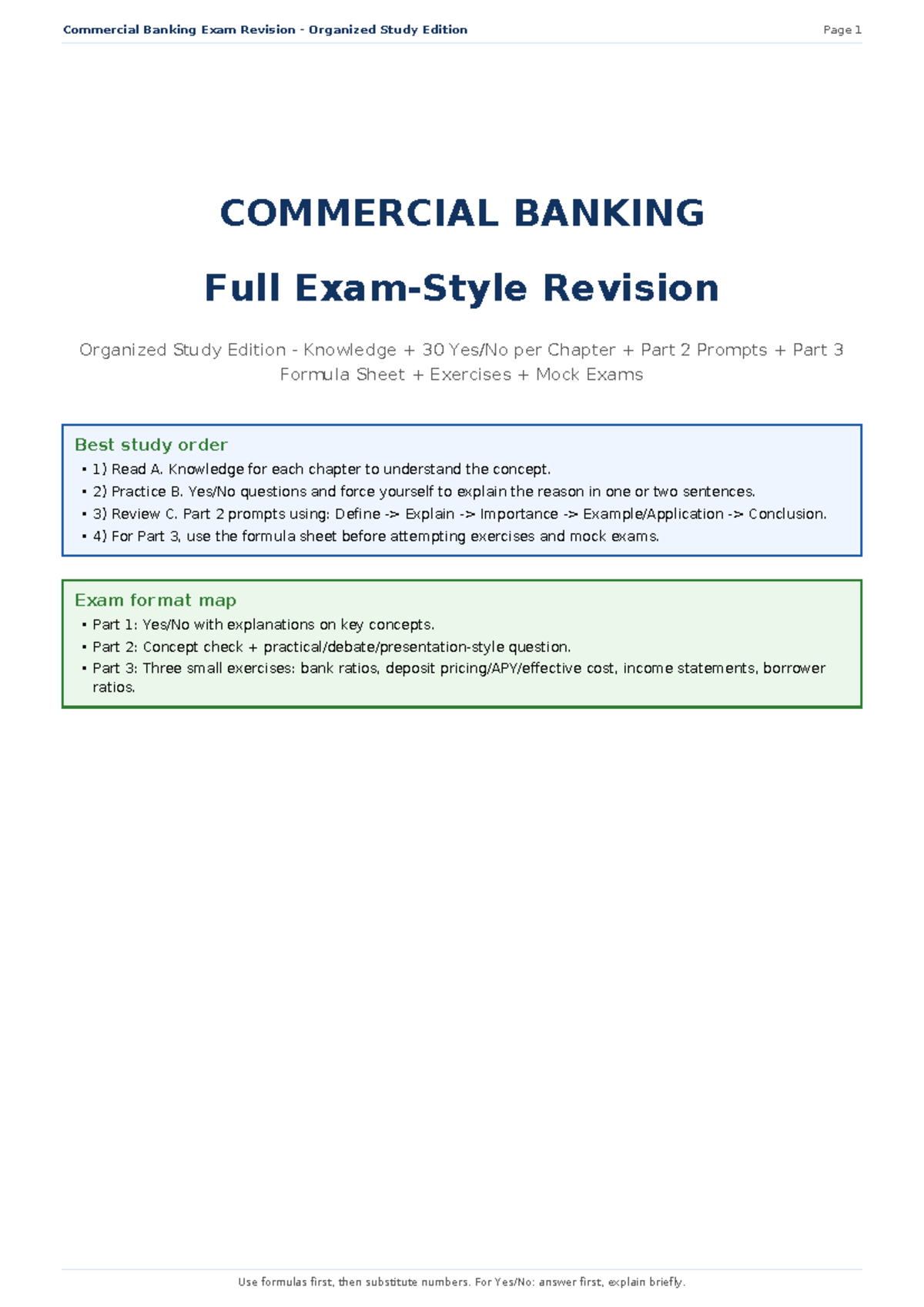 Commercial Banking Exam Revision Guide (CB 101) - Full Study Edition ...