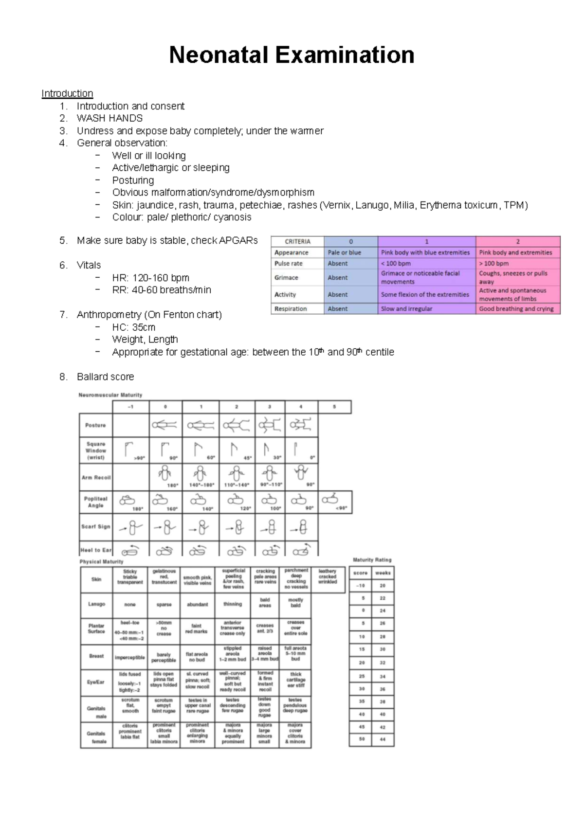 Neonatal Examination Guide: Introduction & Key Assessments - Studocu