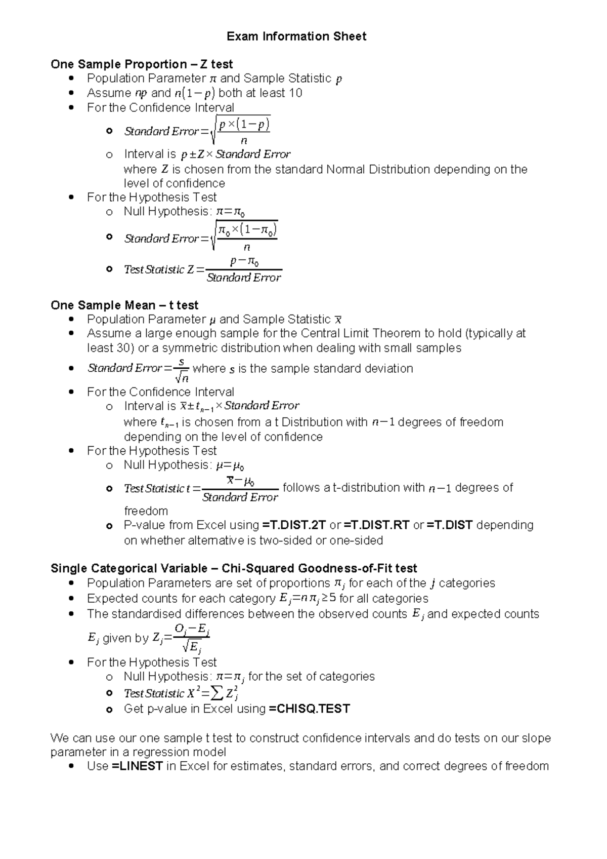 Basic Formula Sheet for Chem 2: Exam Prep & Key Concepts - Studocu