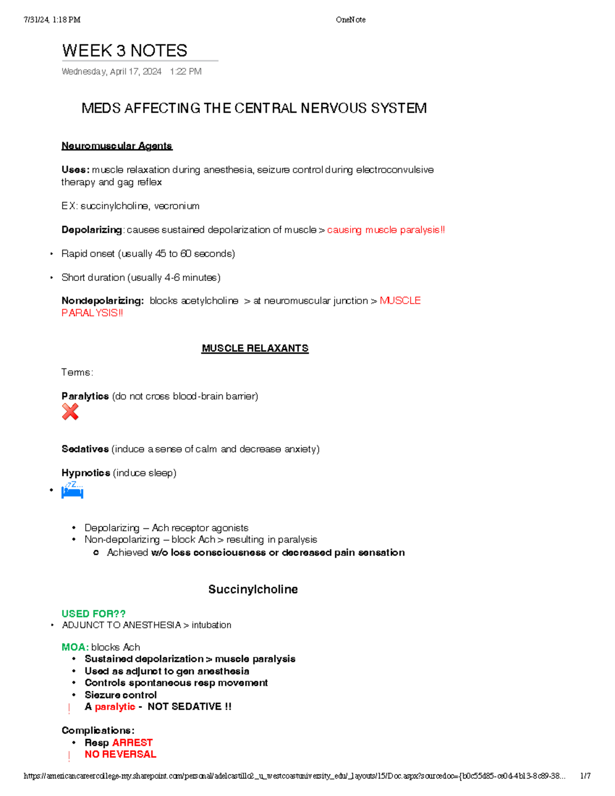 Pharm - week 3 - notes - WEEK 3 NOTES Wednesday, April 17, 2024 1:22 PM ...