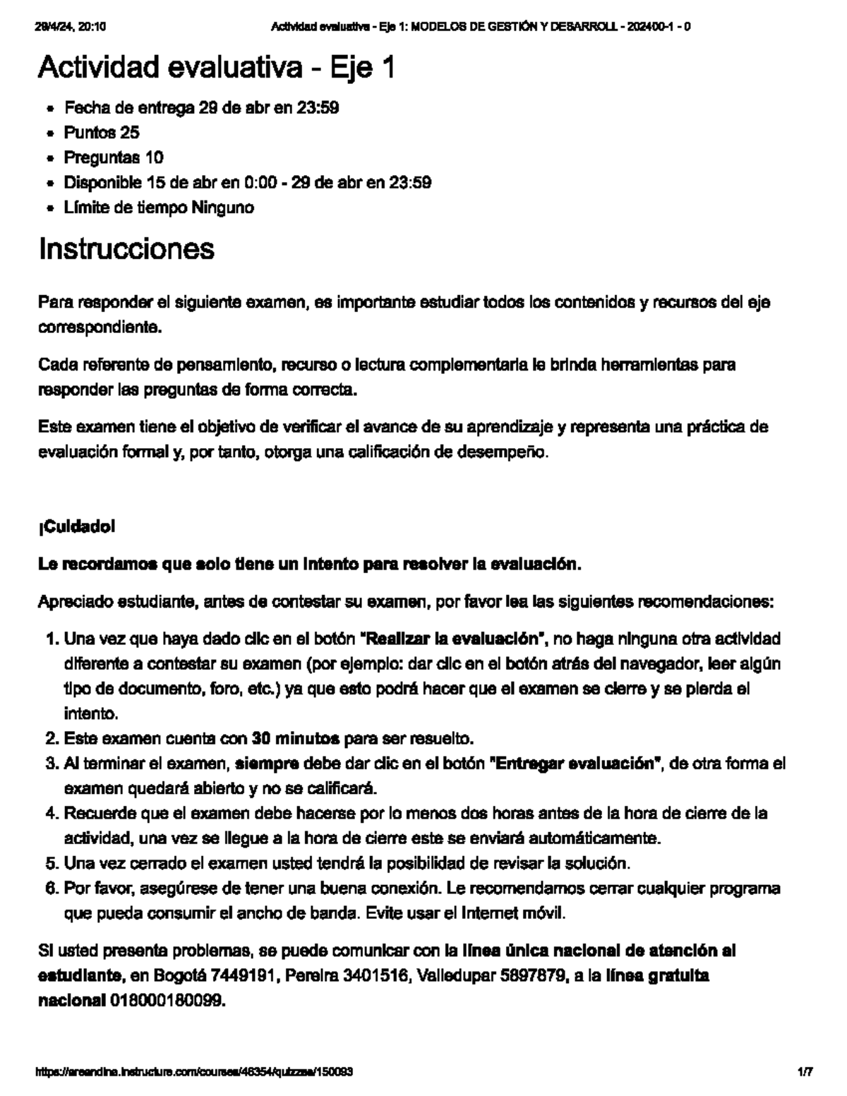 Evaluación EJE 1: Modelos de Gestión y Desarrollo 202400-1-0 - Document Preview