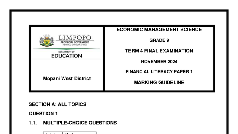 Gr 9 EMS P1 Nov 2024 - MEMO Eng Moderated -final - Mopani West District ...