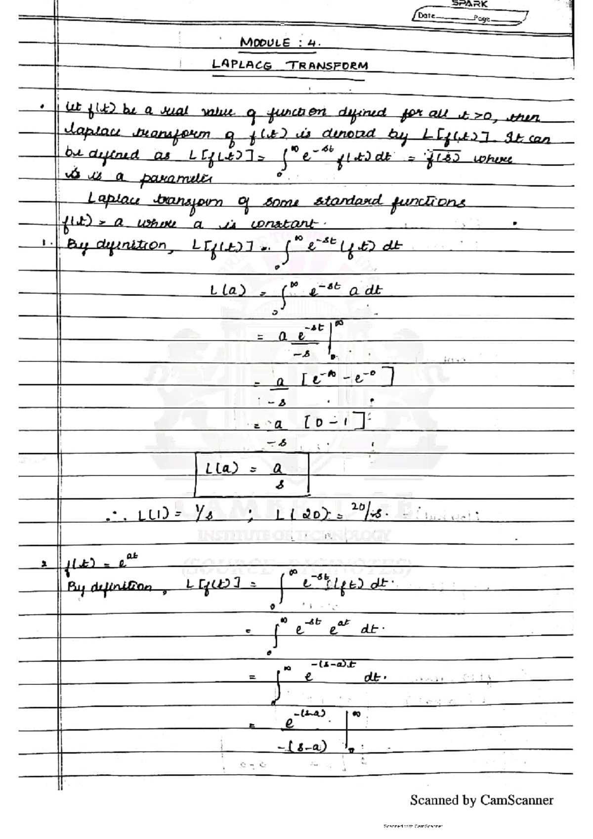 Laplace Transform Concepts - Engineering Maths Overview - Studocu