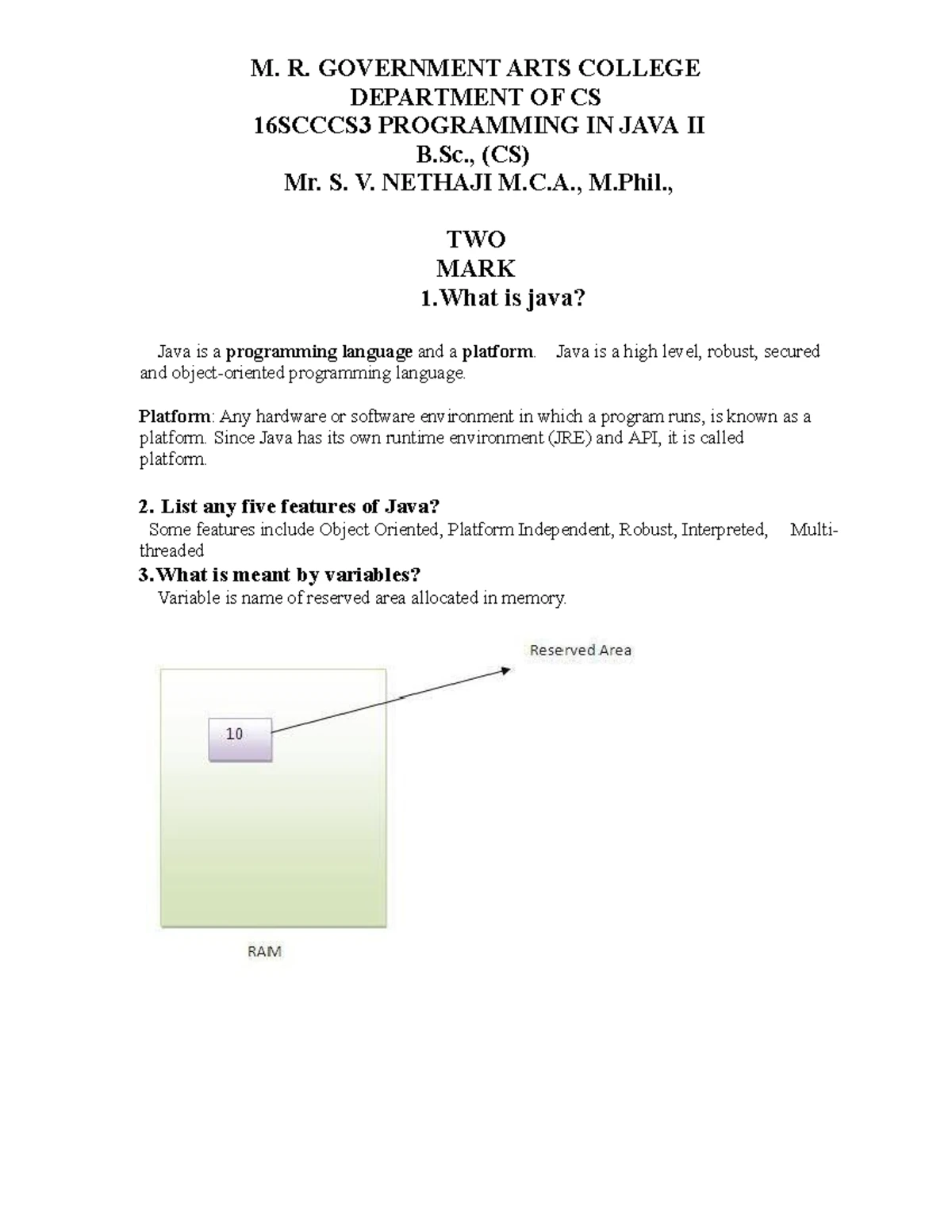 Python Programming I B.SC CS Notes - H. H. THE RAJAH'S COLLEGE ...