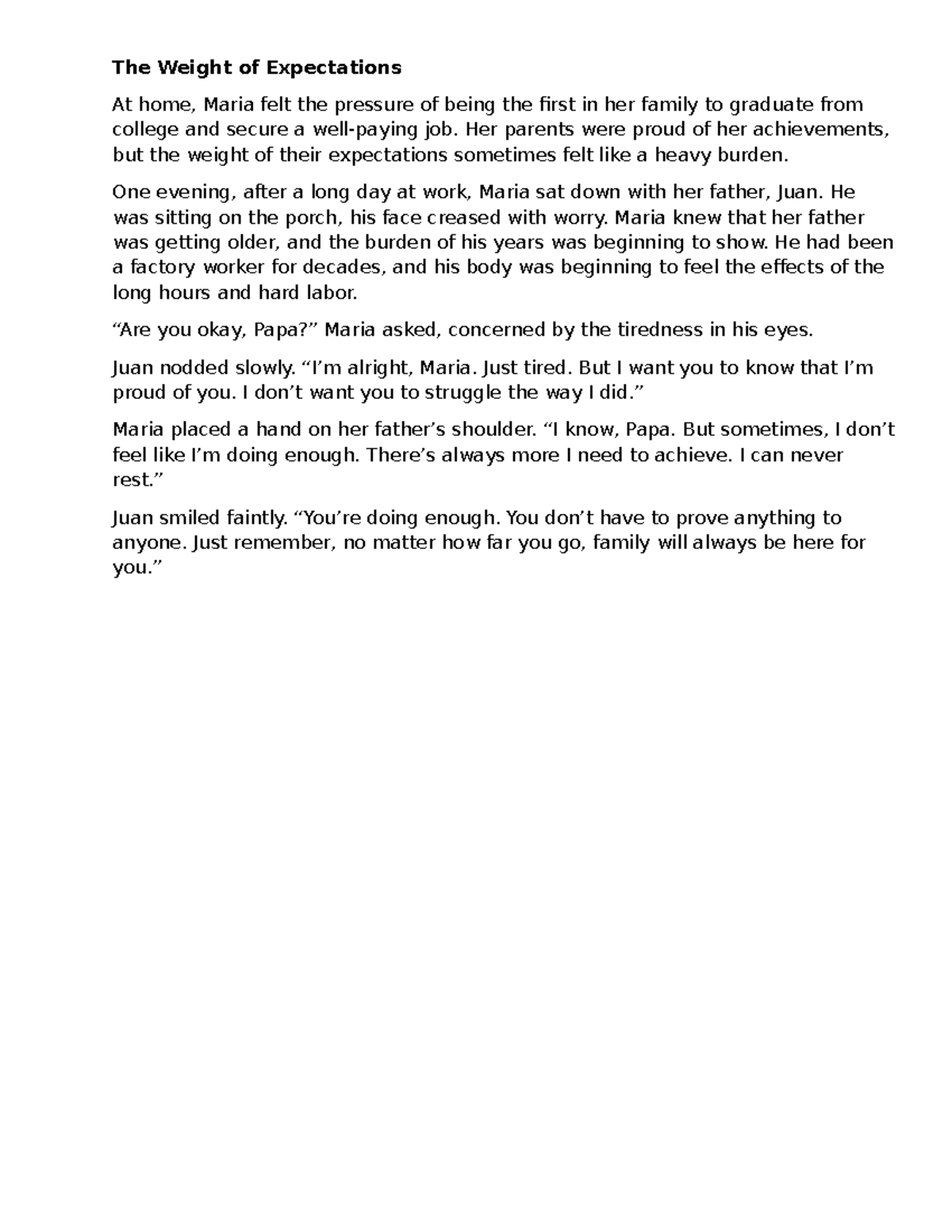13qwqqwqwqwqwqwqqqwq - The Weight of Expectations At home, Maria felt ...