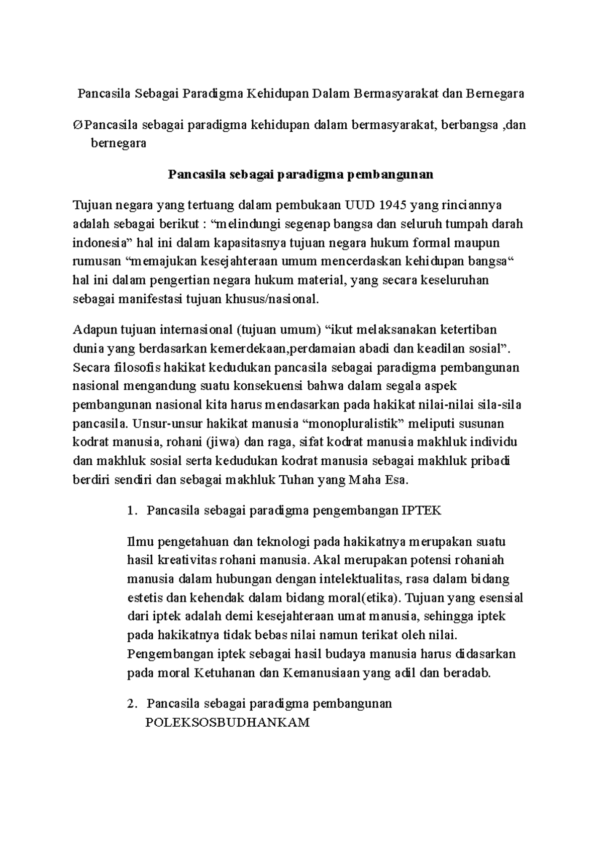Pancasila sebagai Paradigma Kehidupan dalam Masyarakat dan Pembangunan ...