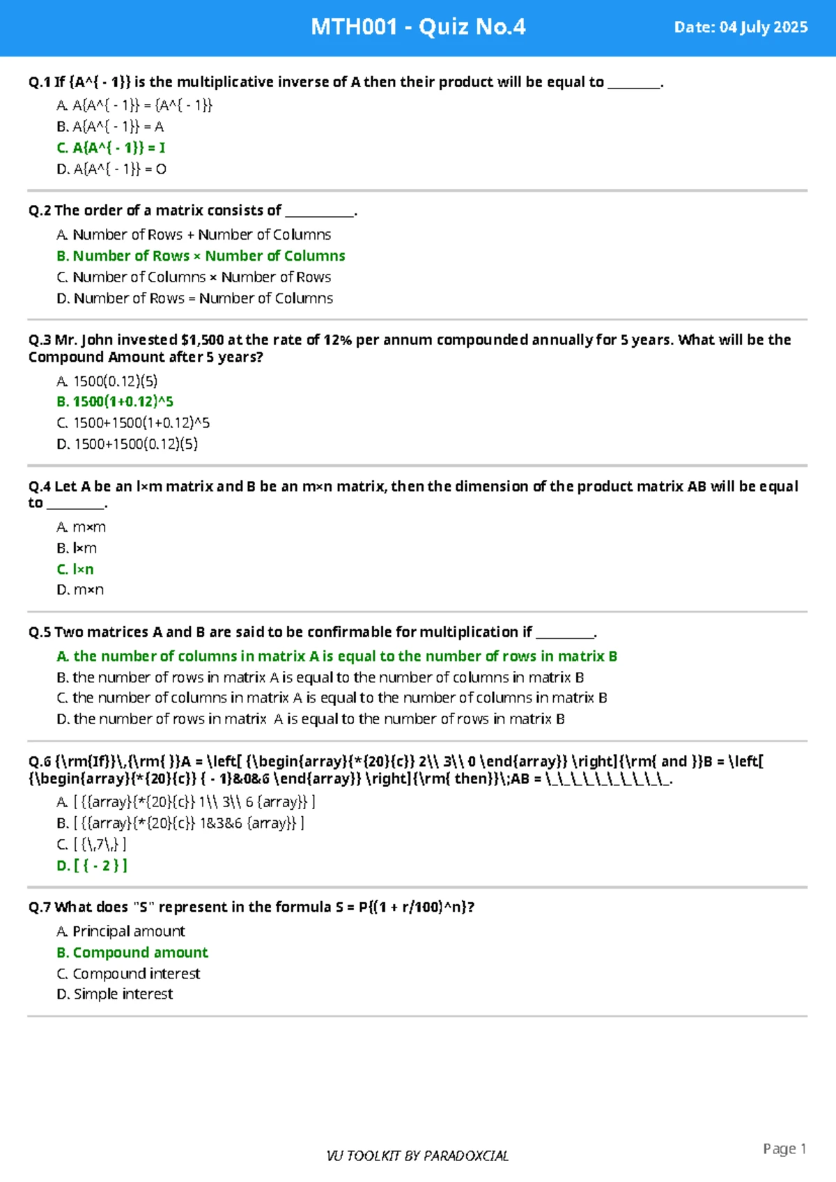 CS101 Quiz No.04 - Key Concepts and Answers for Exam Prep - Studocu