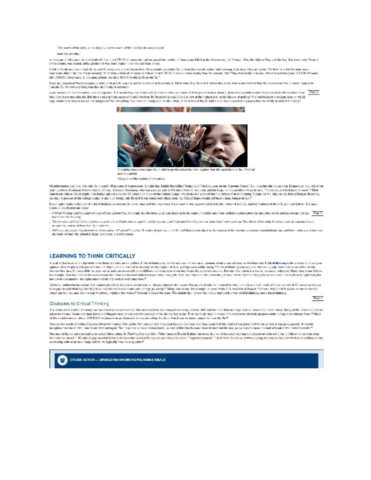 POL 101 - Chapter 1 Study Guide: Critical Thinking in American Politics ...
