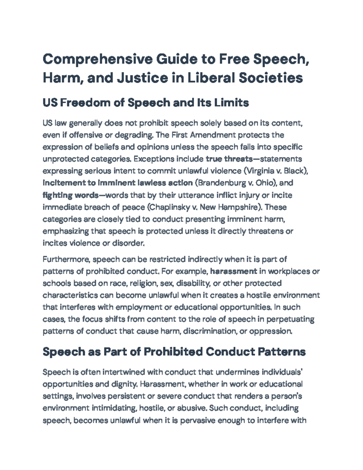 Comprehensive Guide to Free Speech, Harm, and Justice in Liberal ...