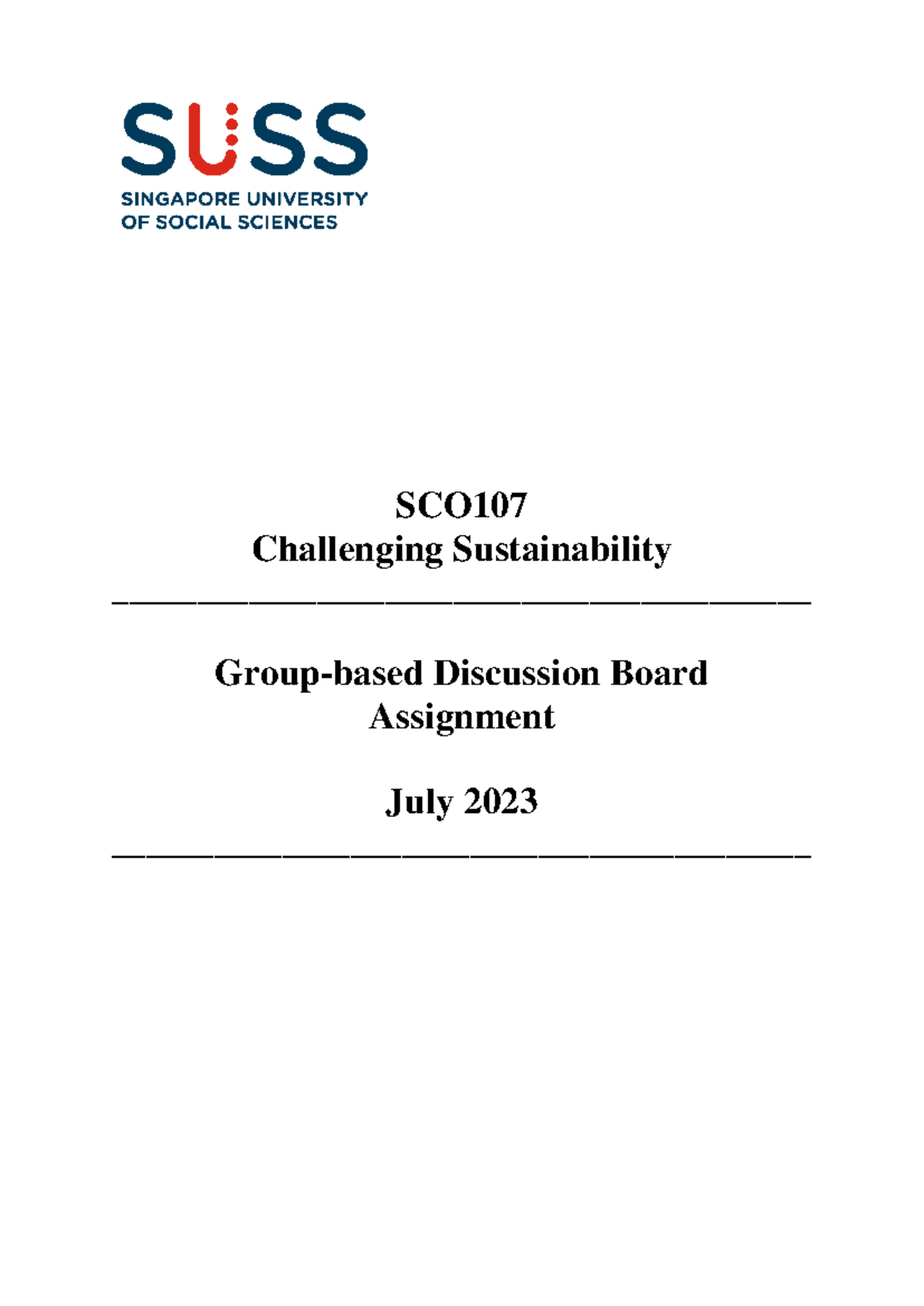 SCO107 DB01 JUL23 - DB 2023 - SCO Challenging Sustainability - Studocu
