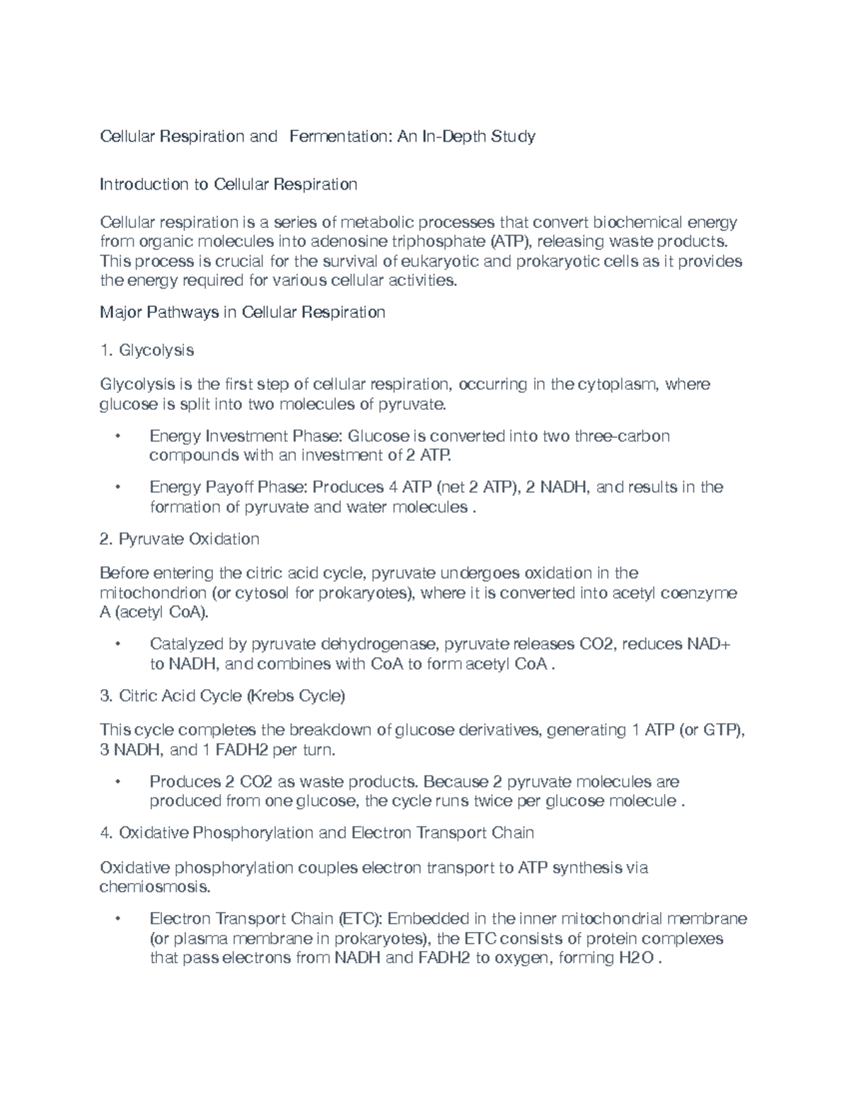 Sbio 7-9 - Lecture Notes on Cellular Respiration & Fermentation - Studocu
