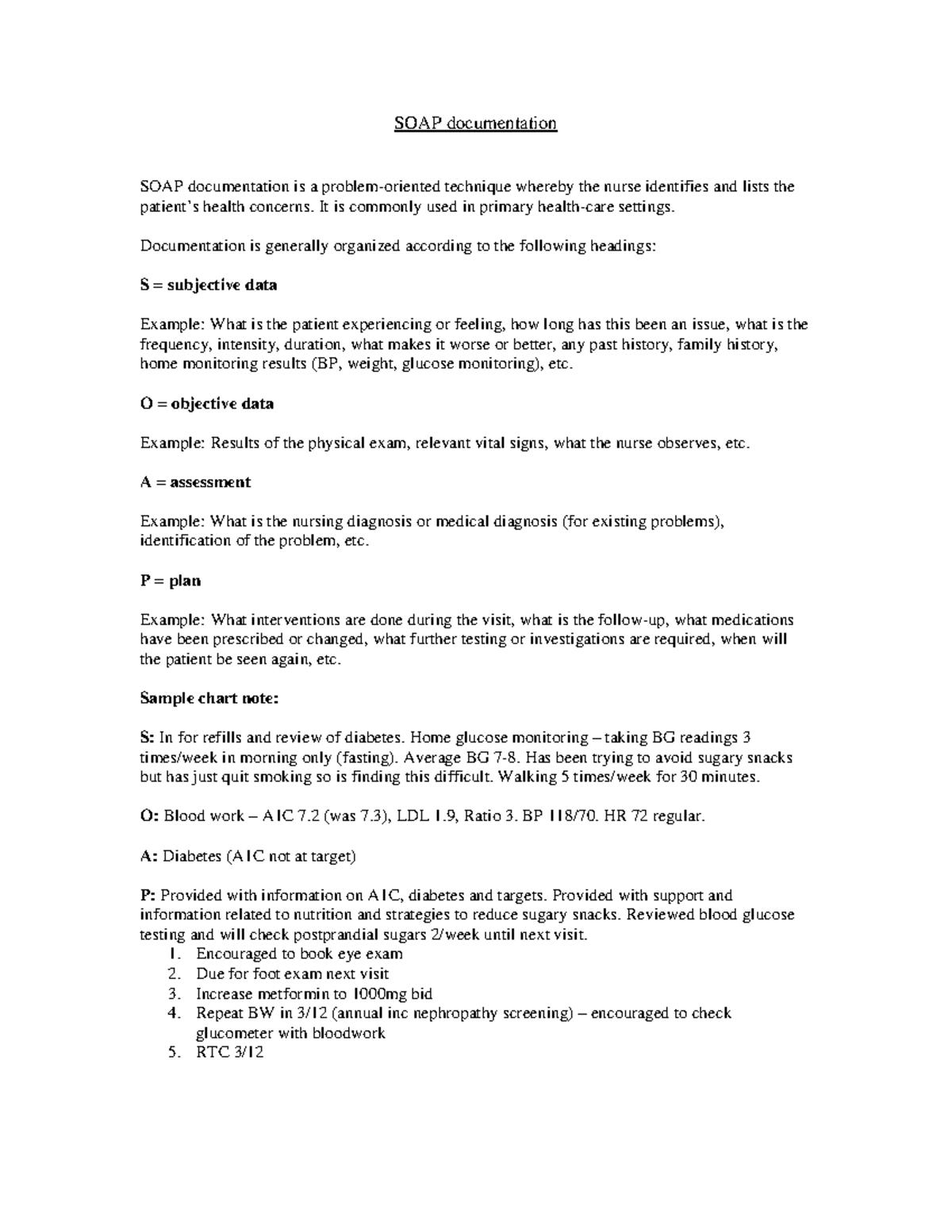 SOAP Documentation in Nursing: A Comprehensive Guide - Studocu