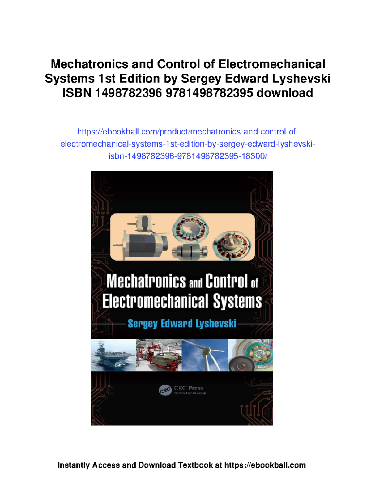 Mechatronics and Control of Electromechanical Systems (1st Ed.) by ...