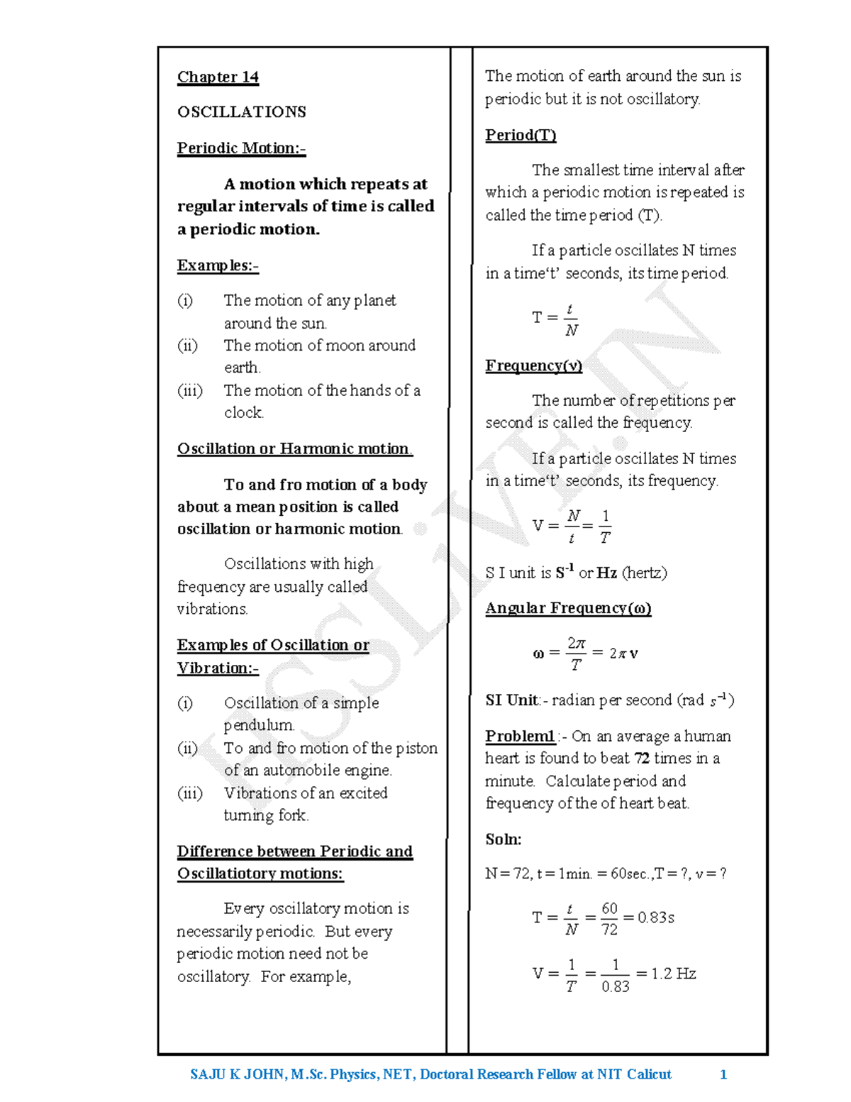 Chapter 14 - Oscillations: Understanding Periodic Motion and SHM - Studocu