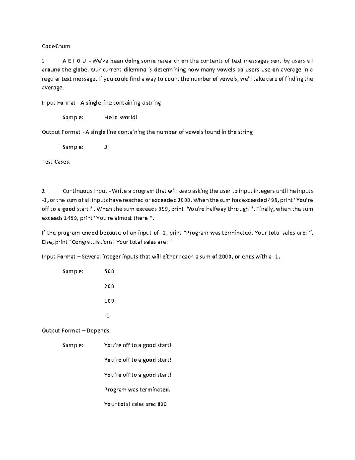 CodeChum Compress: Q&A on Vowel Counting & Programming Challenges - Studocu