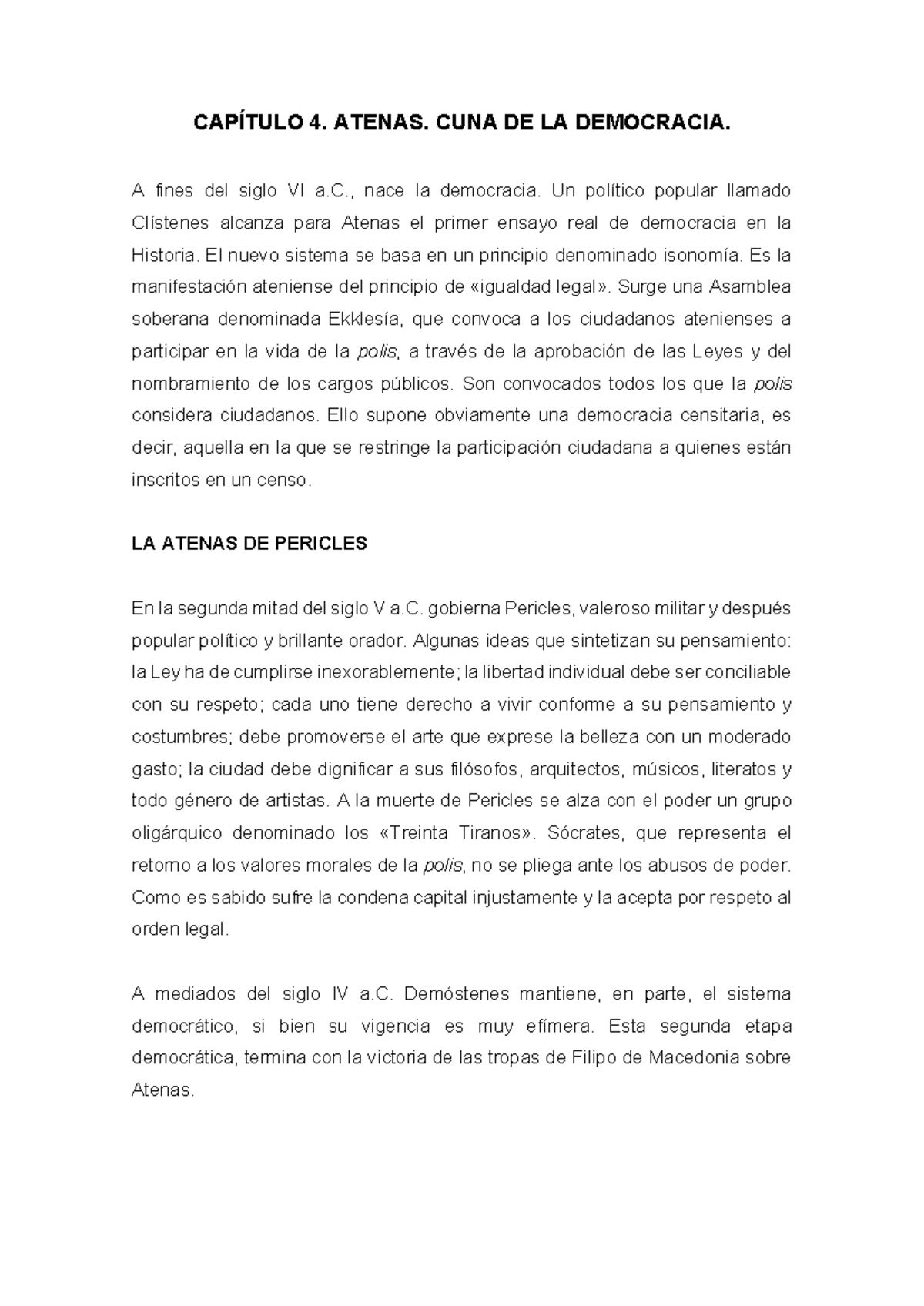 Capítulo 4: Atenas y la Fundació de la Democracia (Apuntes) - Studocu